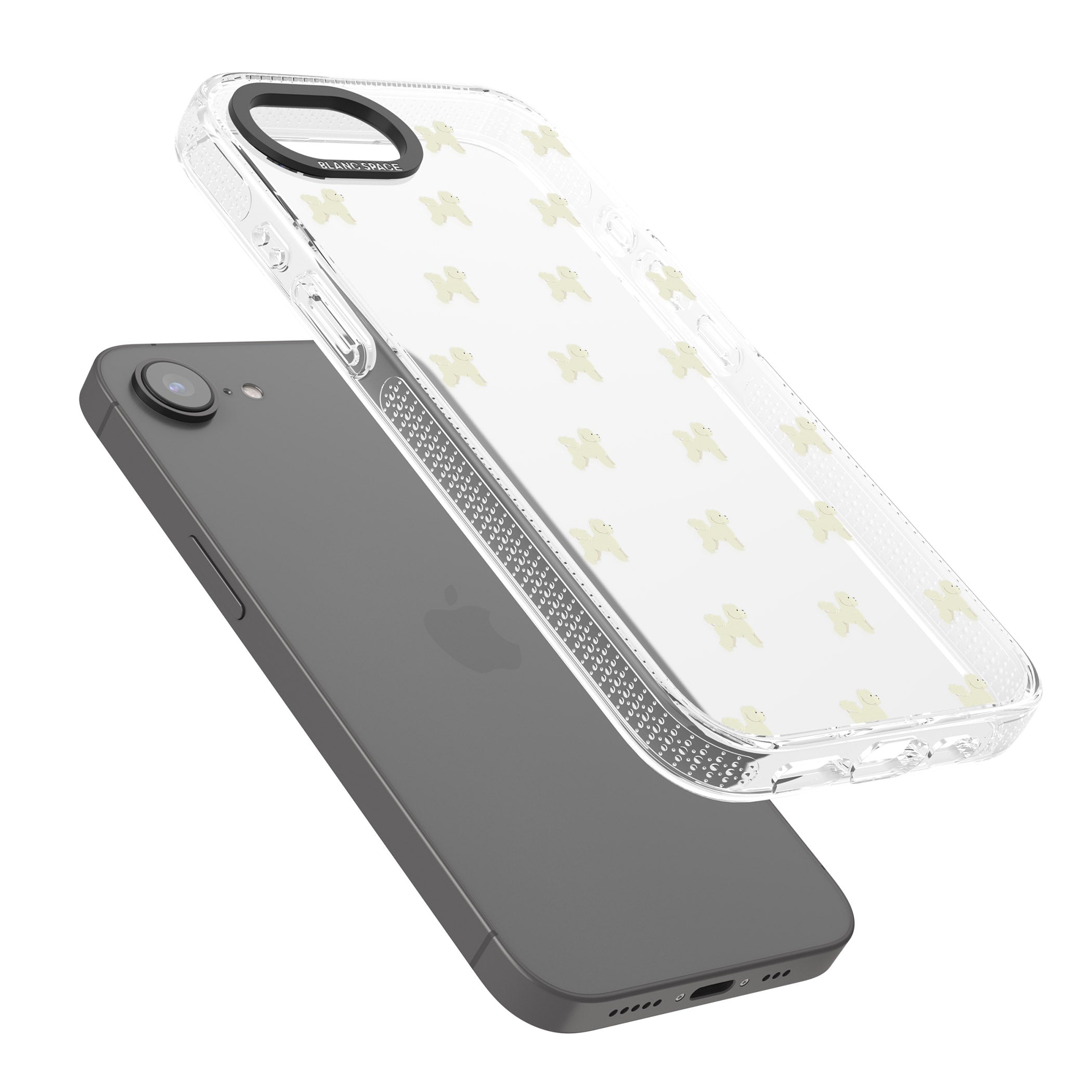Bichon Frise Dog Pattern Clear iPhone 16e Clear Case Impact Air - Blanc Space
