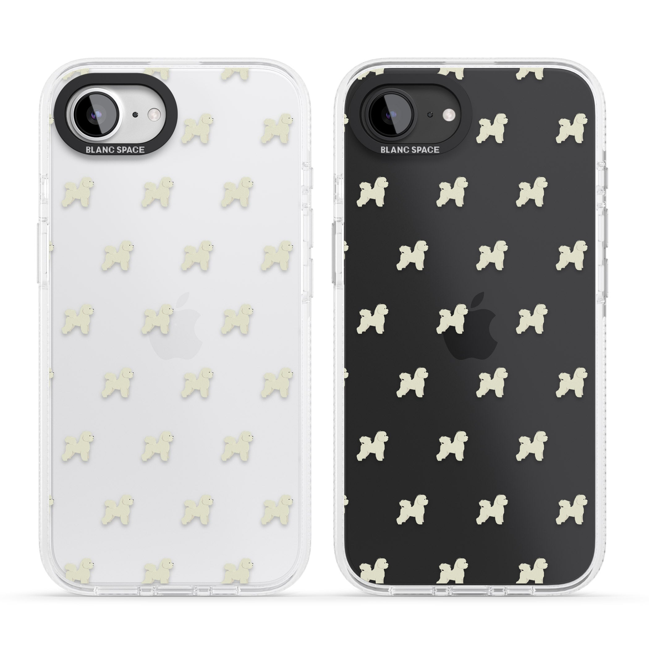Bichon Frise Dog Pattern Clear iPhone 16e Clear Case Impact Air - Blanc Space