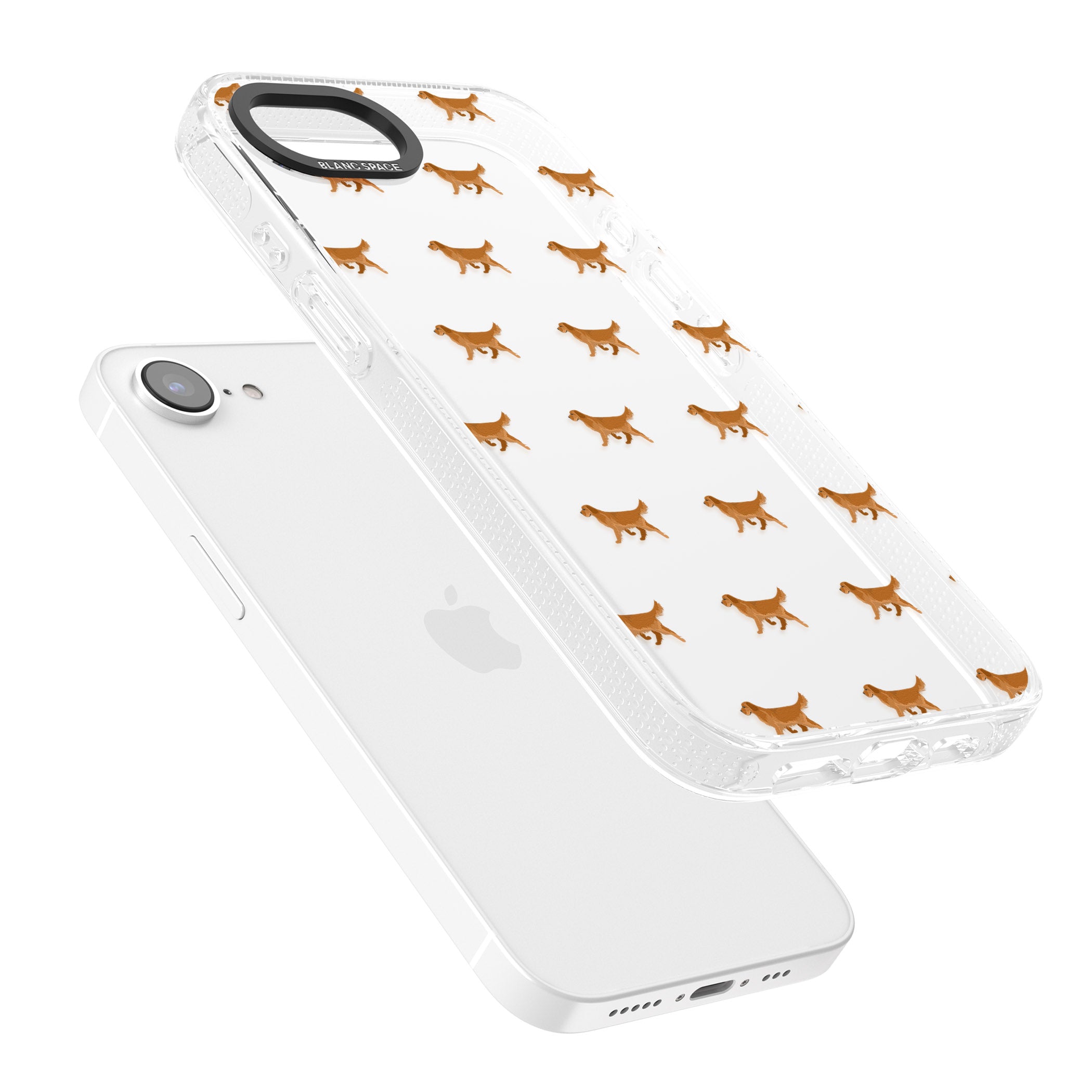 Golden Retriever Dog Pattern Clear iPhone 16e Clear Case Impact Air - Blanc Space