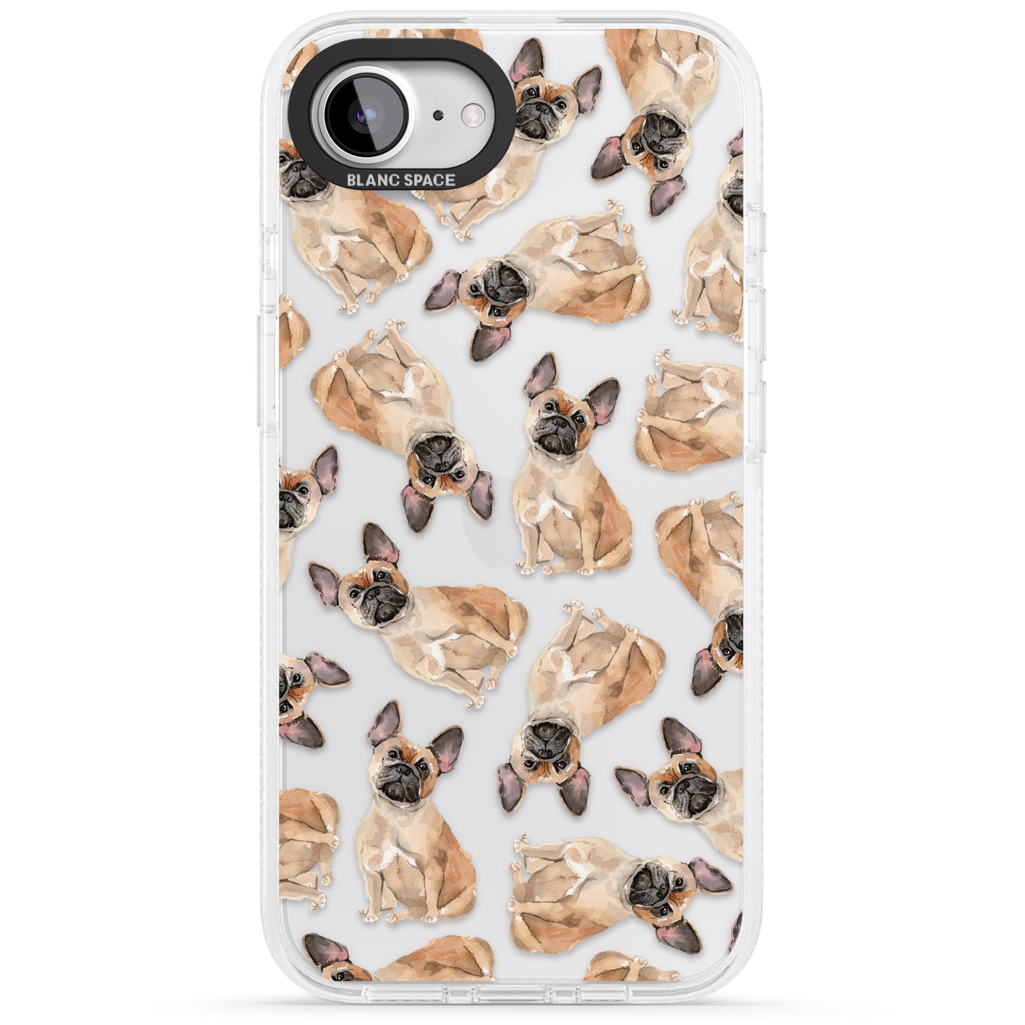 French Bulldog Watercolour Dog Pattern iPhone 16e Clear Case Impact Air - Blanc Space