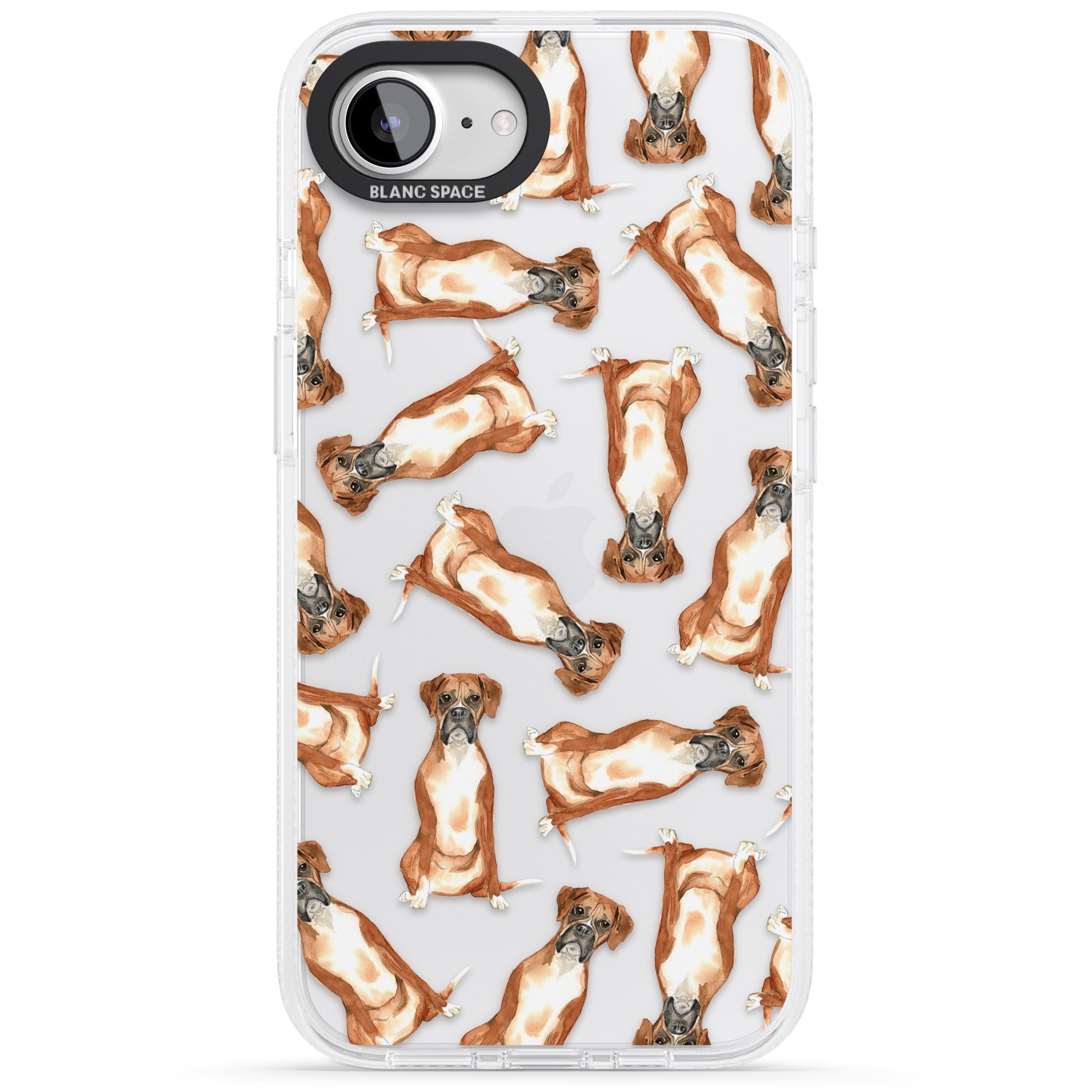 Boxer Watercolour Dog Pattern iPhone 16e Clear Case Impact Air - Blanc Space