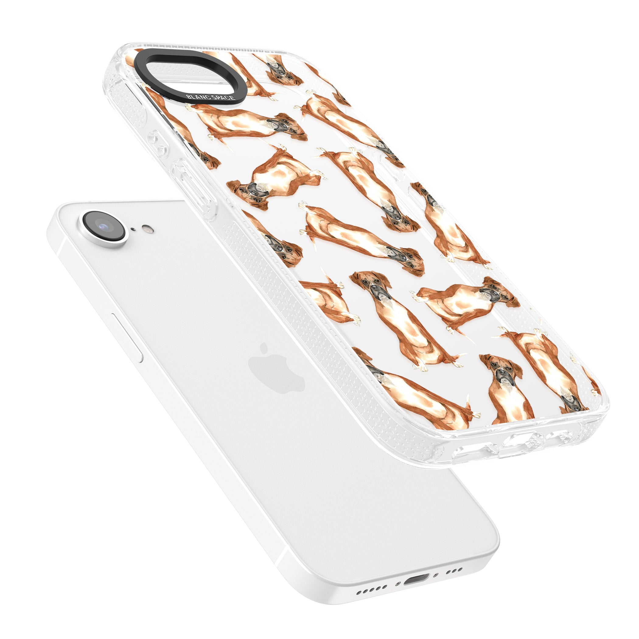 Boxer Watercolour Dog Pattern iPhone 16e Clear Case Impact Air - Blanc Space