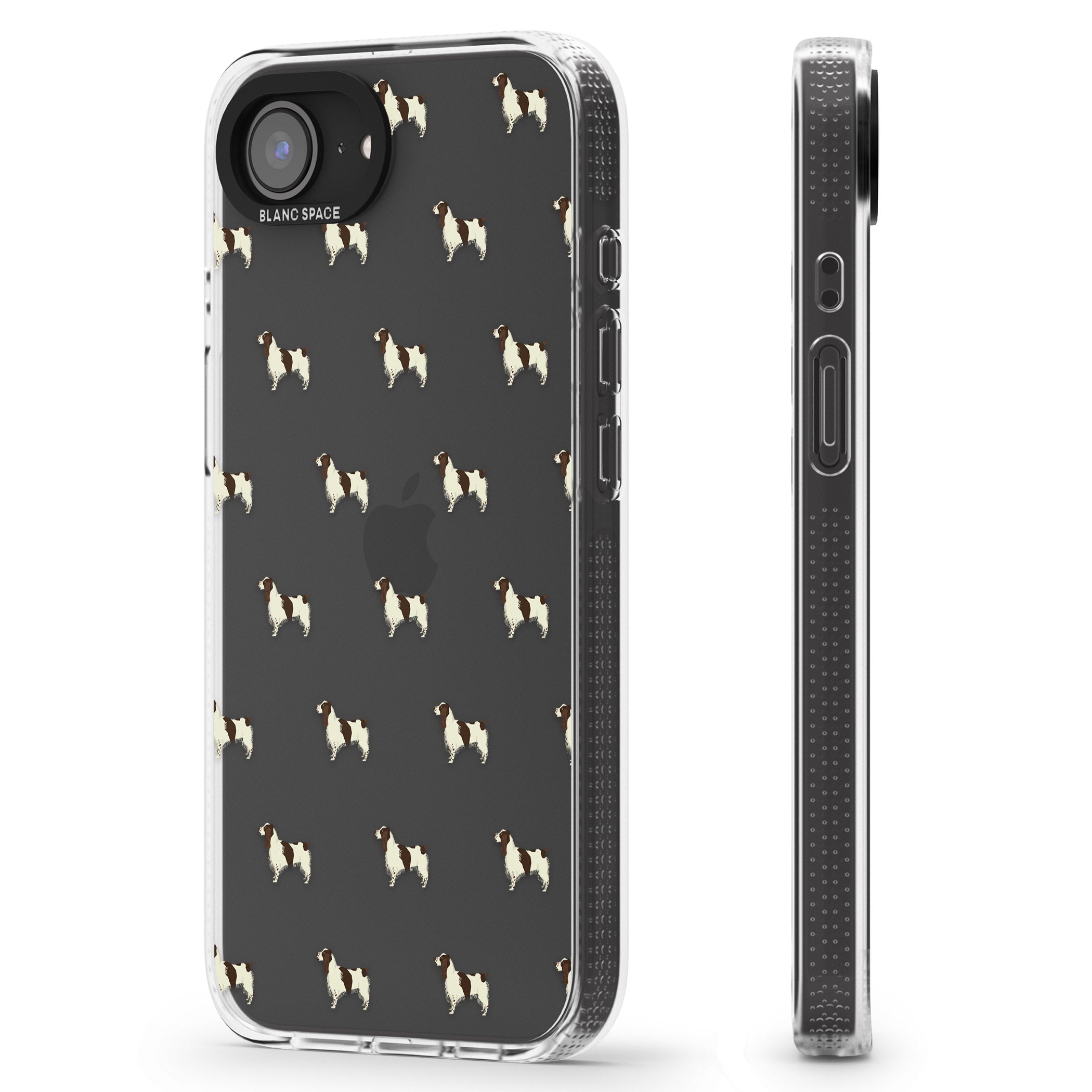 English Springer Spaniel Dog Pattern Clear iPhone 16e Clear Case Impact Air - Blanc Space