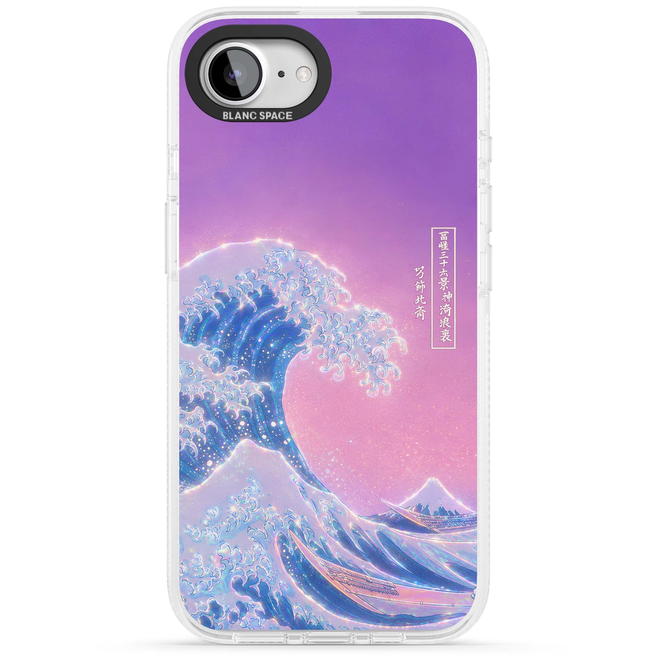 The Great Opal Wave Japanese iPhone case featuring Hokusai's great wave in iridescent pastels with lilac sky and Mou | Clear Case Impact Air case for iPhone 16e, iPhone 17e