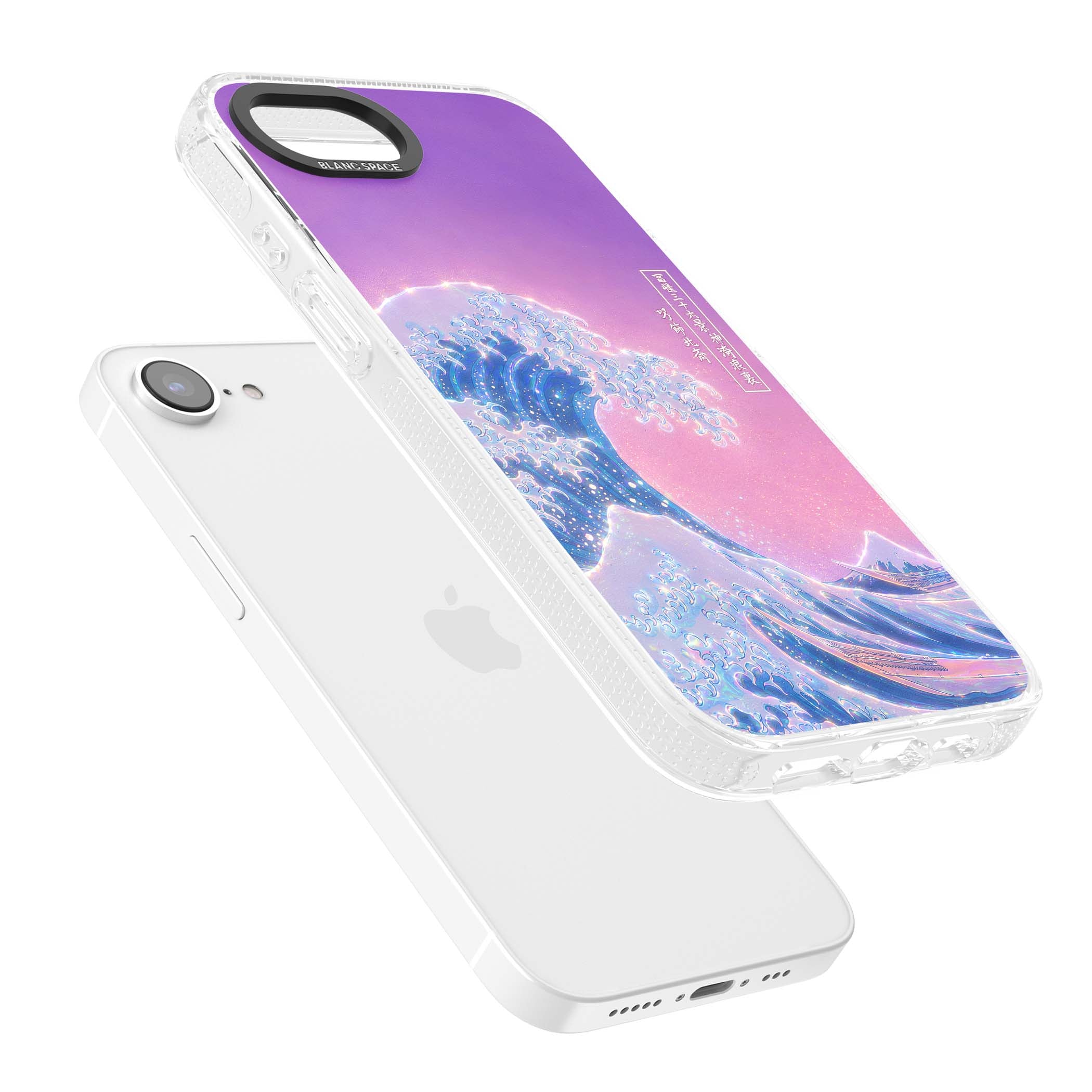 The Great Opal Wave Japanese iPhone case featuring Hokusai's great wave in iridescent pastels with lilac sky and Mou | Clear Case Impact Air case for iPhone 16e, iPhone 17e