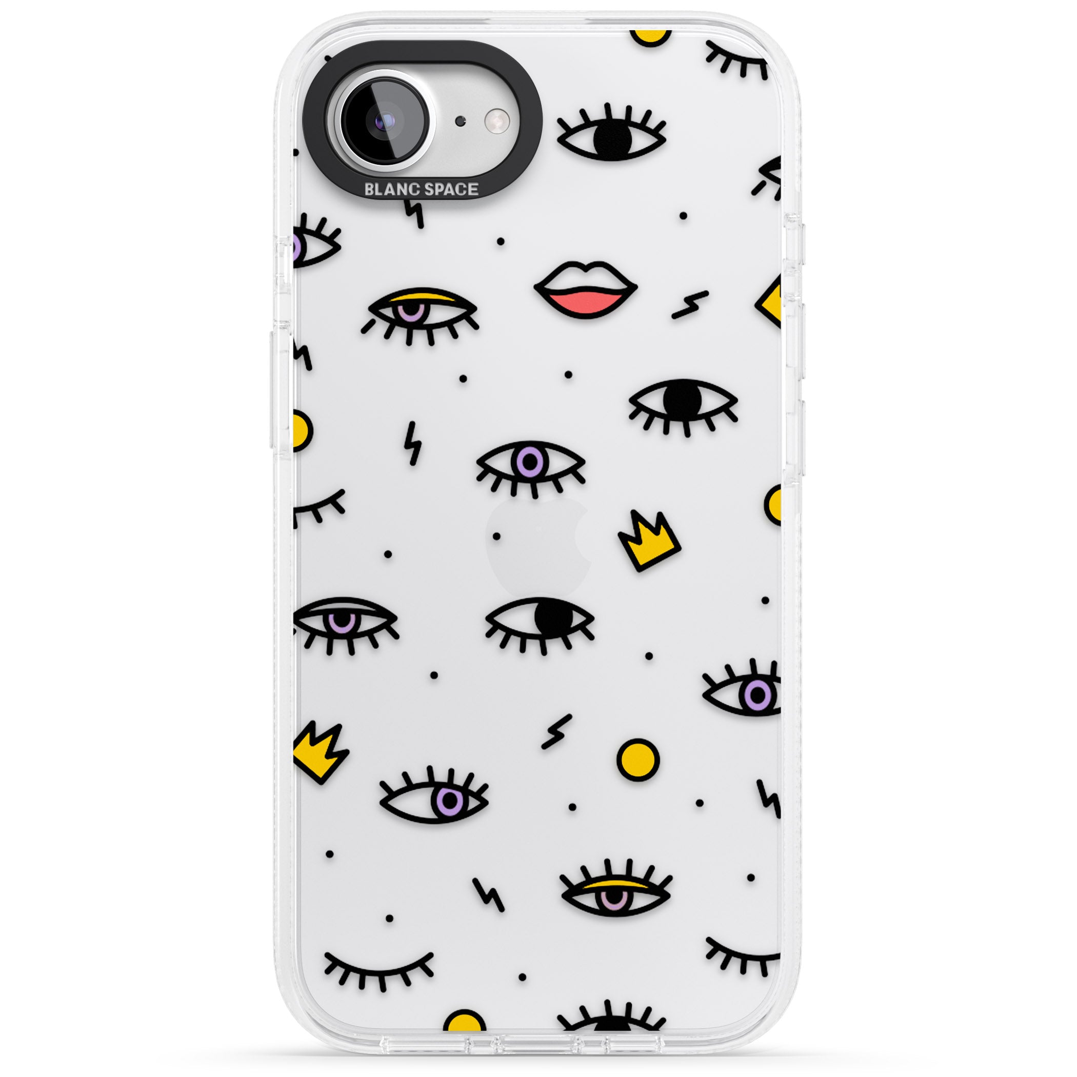 Eyes & Lips Icons iPhone 16e Clear Case Impact Air - Blanc Space
