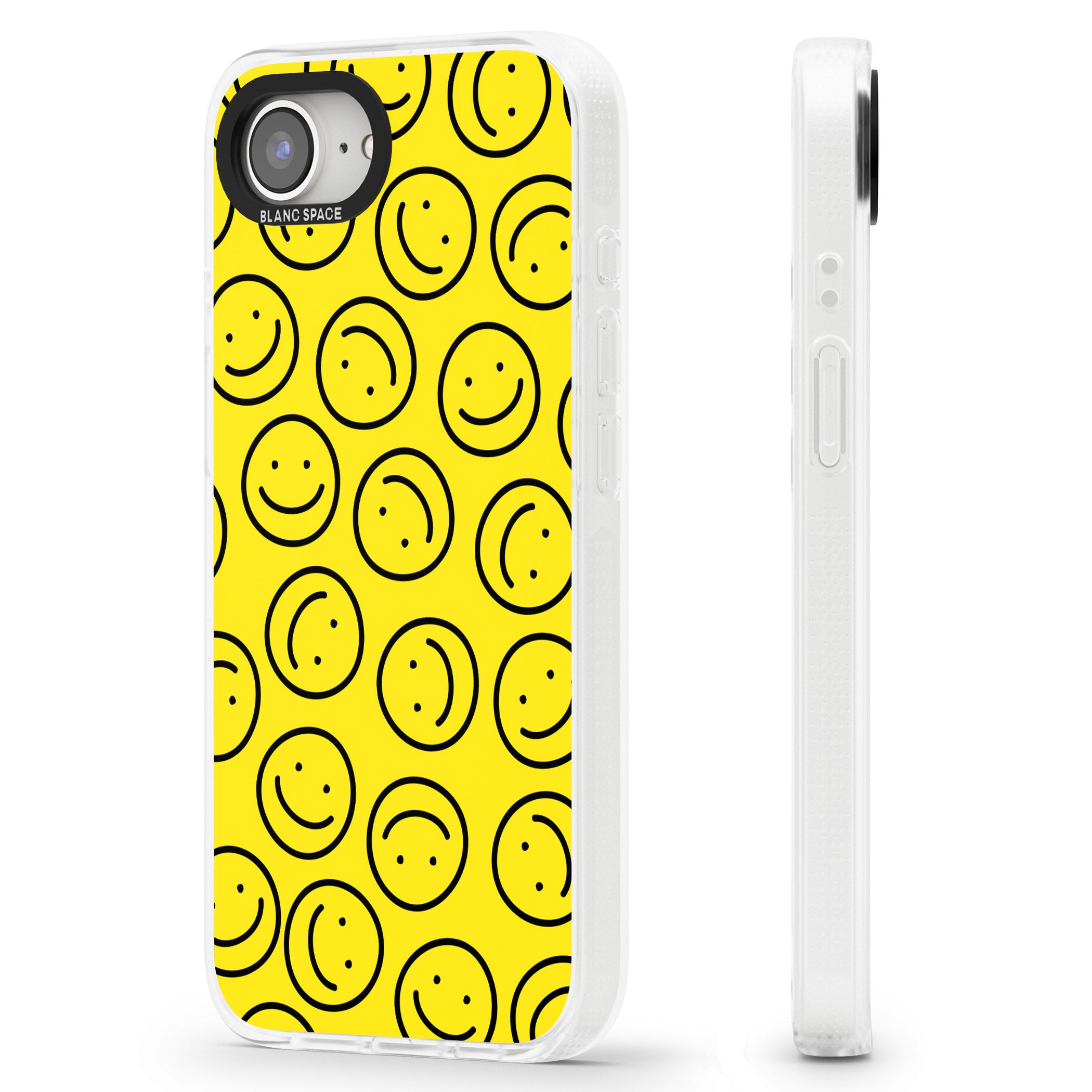 Happy Face Pattern iPhone 16e Clear Case Impact Air - Blanc Space