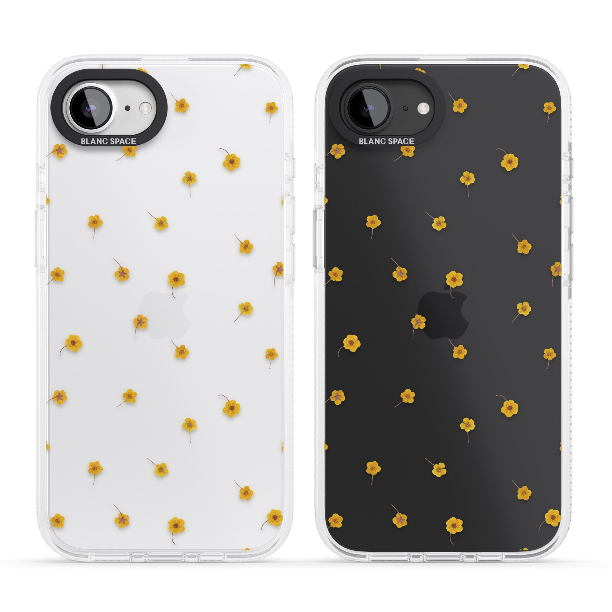 Yellow Flower Pattern - Dried Flower-Inspired iPhone 16e Clear Case Impact Air - Blanc Space