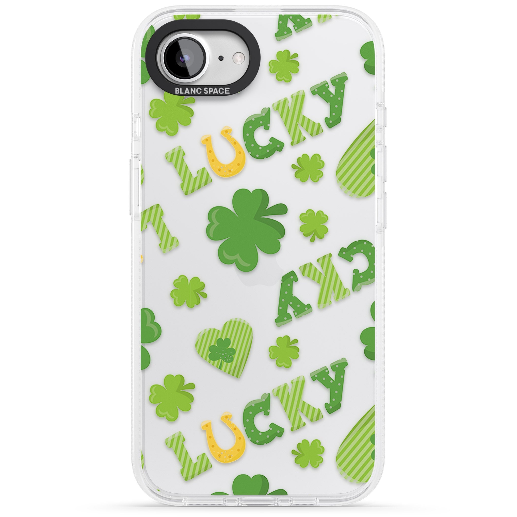 Lucky Irish Clover iPhone 16e Clear Case Impact Air - Blanc Space