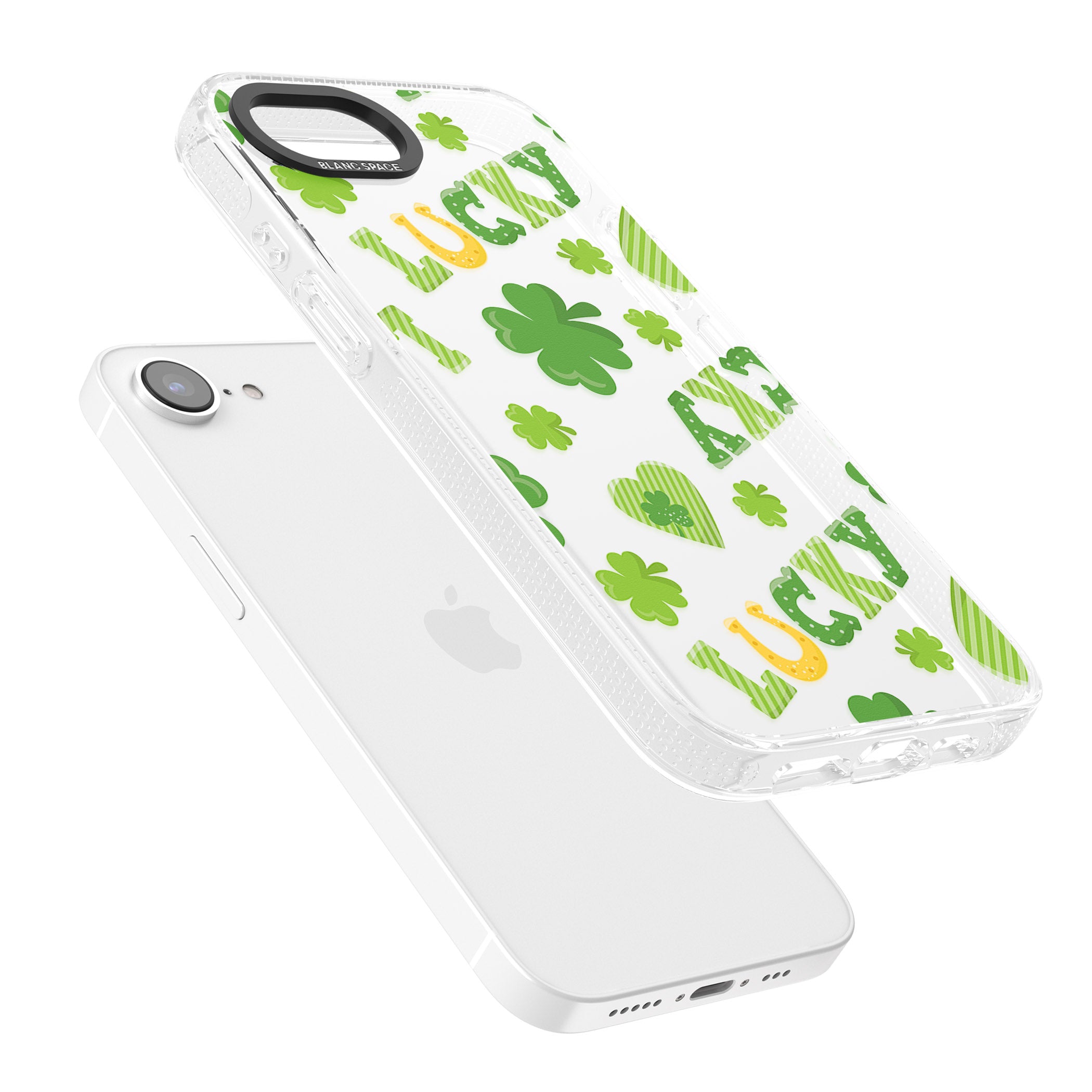 Lucky Irish Clover iPhone 16e Clear Case Impact Air - Blanc Space