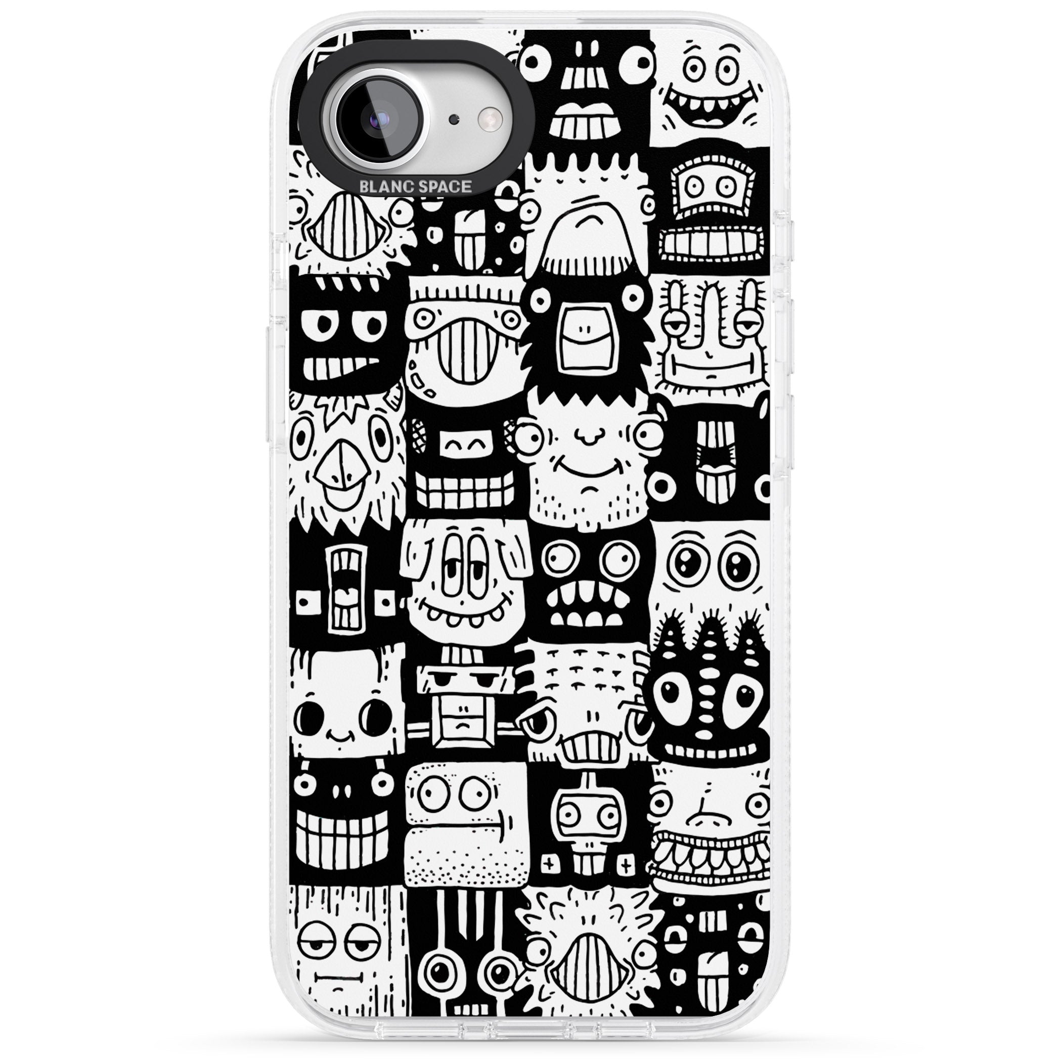 Checkerboard Heads iPhone 16e Clear Case Impact Air - Blanc Space