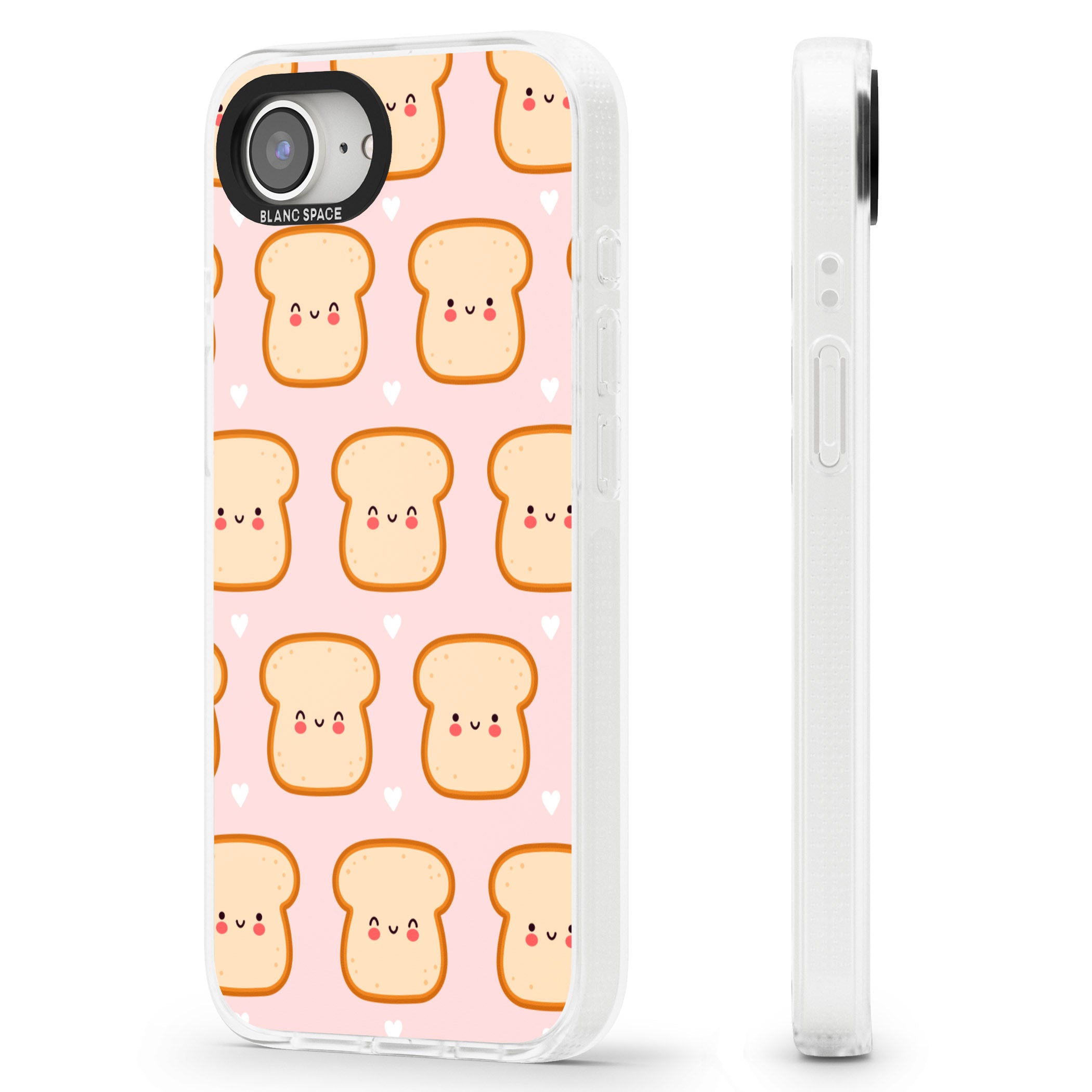 Bread Faces Kawaii Pattern iPhone 16e Clear Case Impact Air - Blanc Space