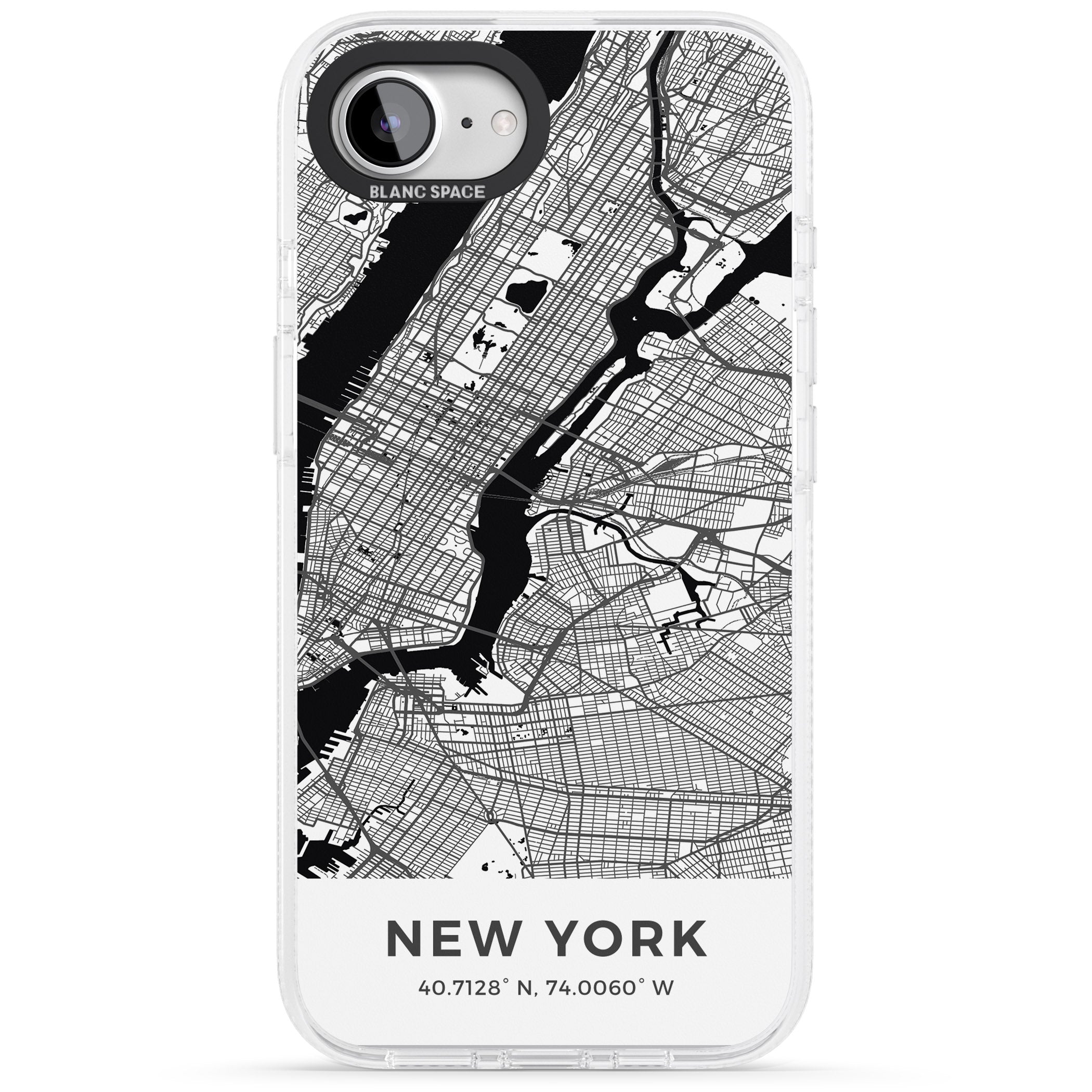 Map of New York, New York iPhone 16e Clear Case Impact Air - Blanc Space