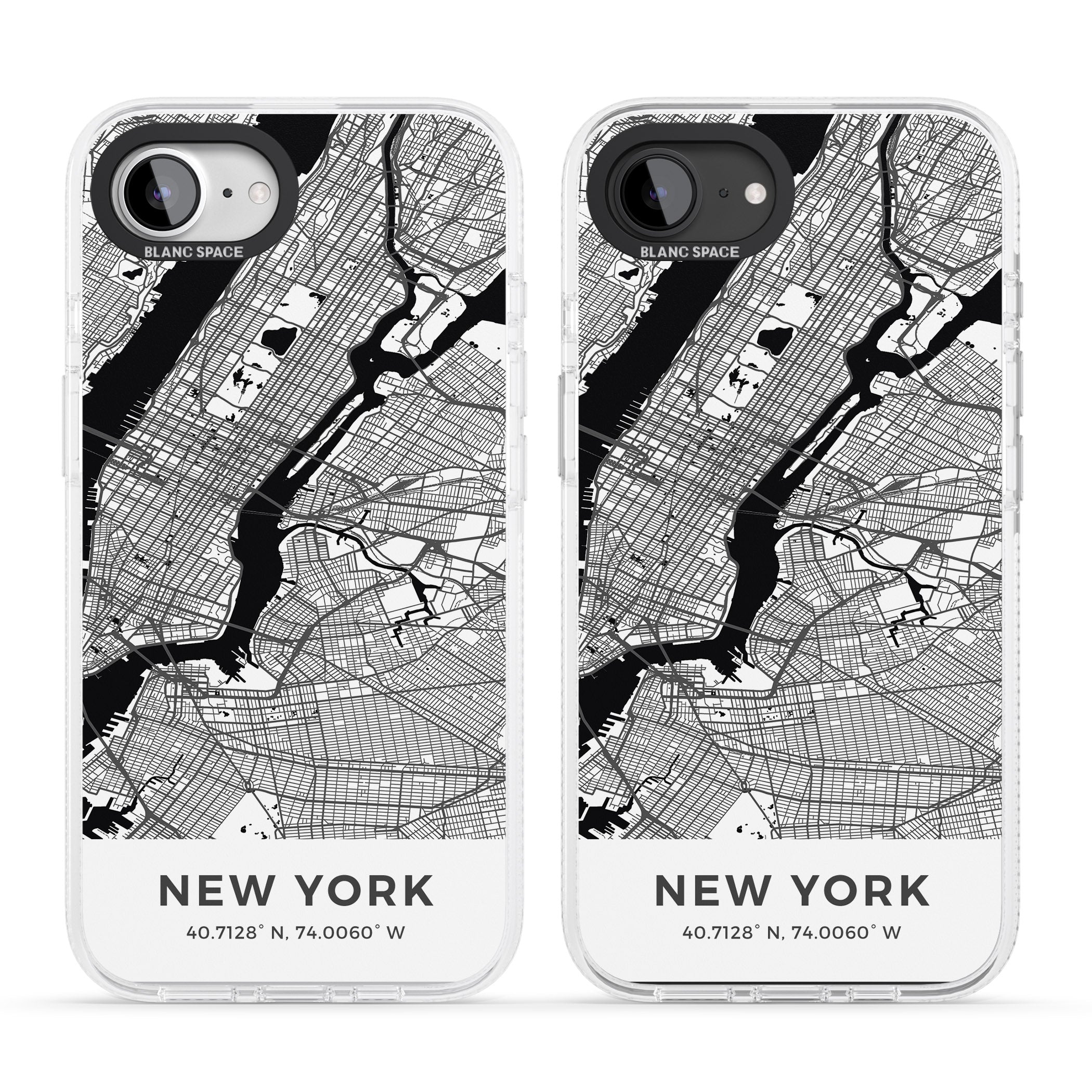 Map of New York, New York iPhone 16e Clear Case Impact Air - Blanc Space