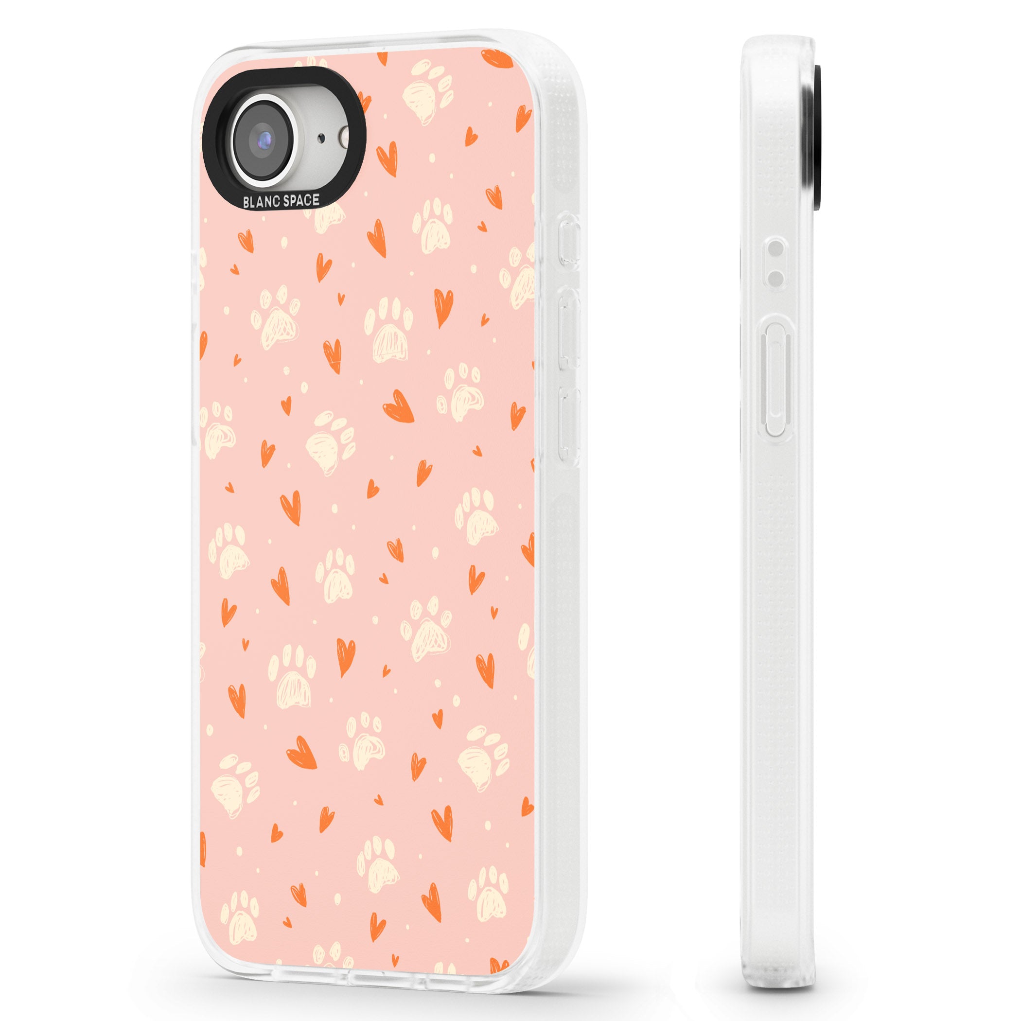 Paws & Hearts Pattern iPhone 16e Clear Case Impact Air - Blanc Space