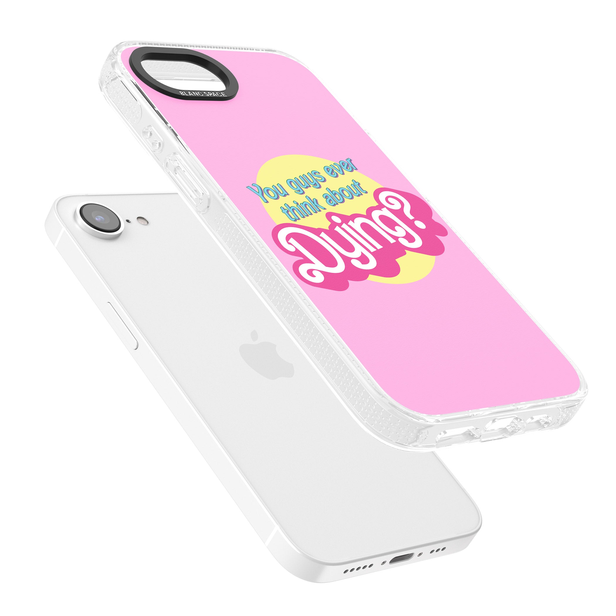 Ever Think About Dying? iPhone 16e Clear Case Impact Air - Blanc Space