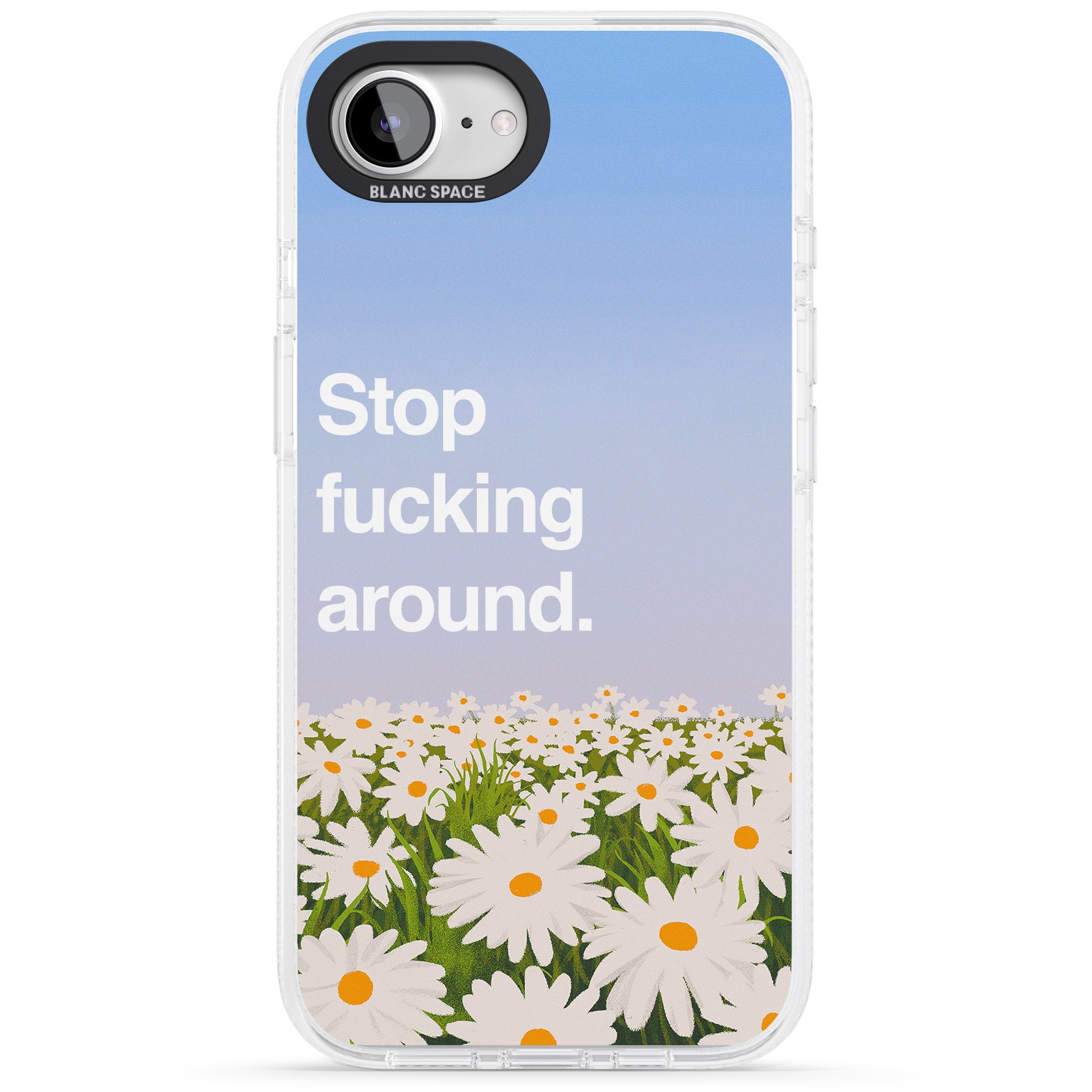 Stop f*cking around iPhone 16e Clear Case Impact Air - Blanc Space