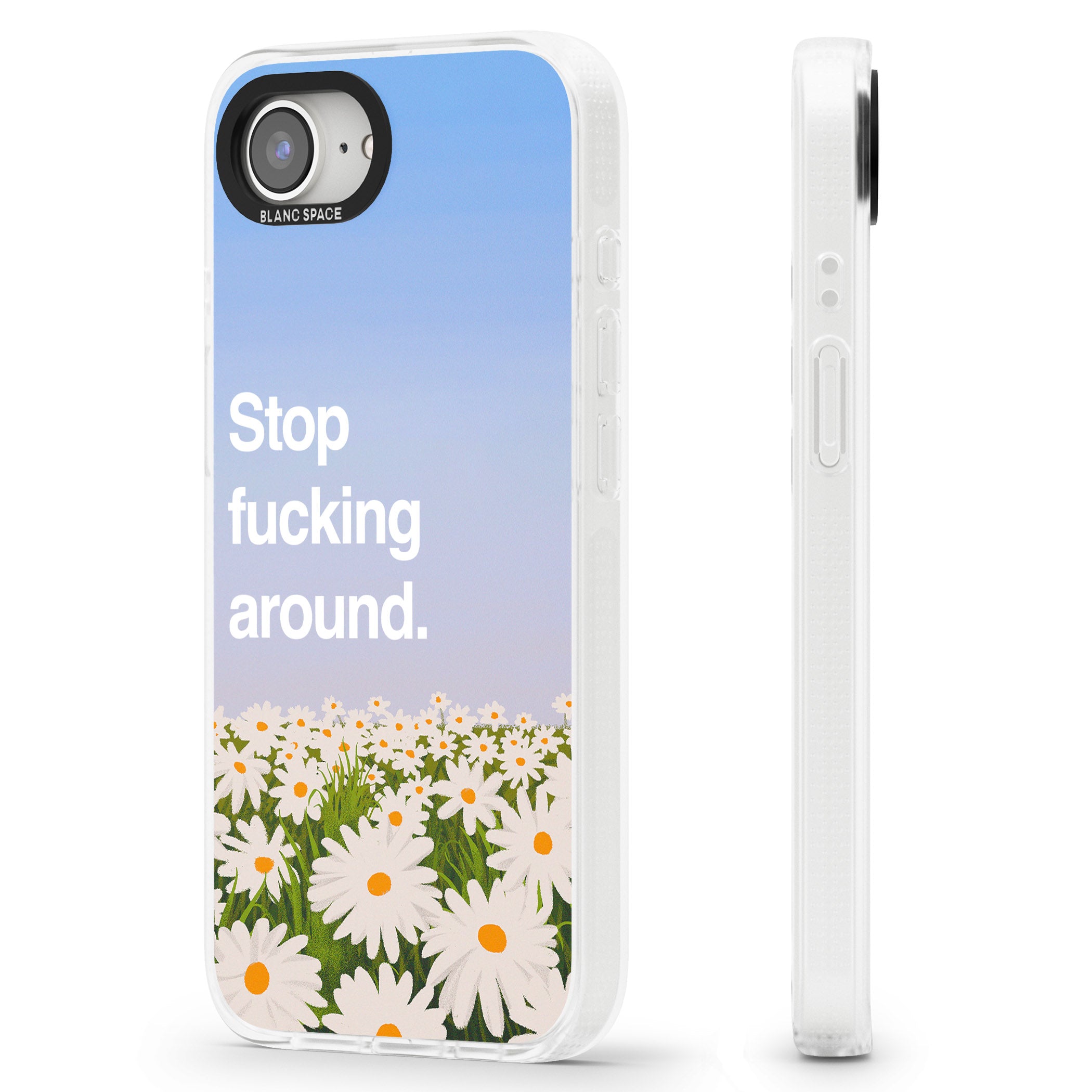 Stop f*cking around iPhone 16e Clear Case Impact Air - Blanc Space