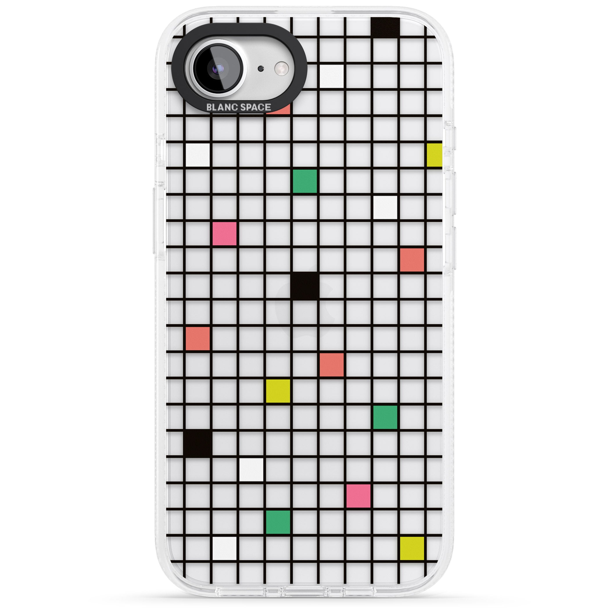 Vibrant Clear Geometric Grid iPhone 16e Clear Case Impact Air - Blanc Space