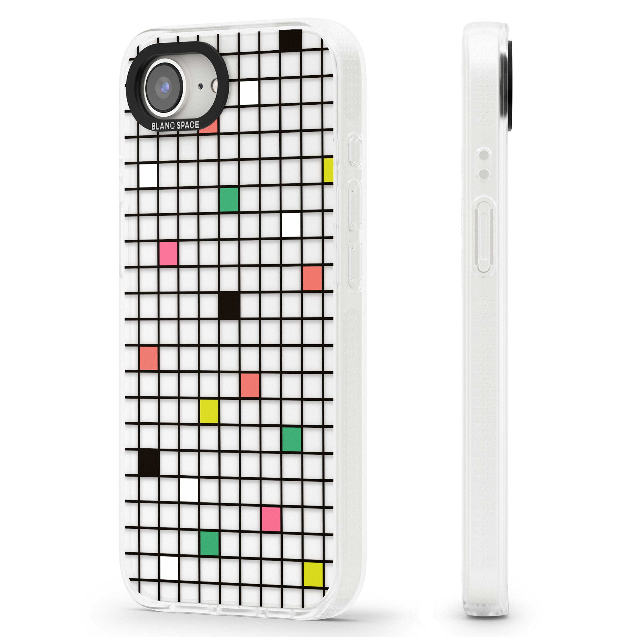 Vibrant Clear Geometric Grid iPhone 16e Clear Case Impact Air - Blanc Space