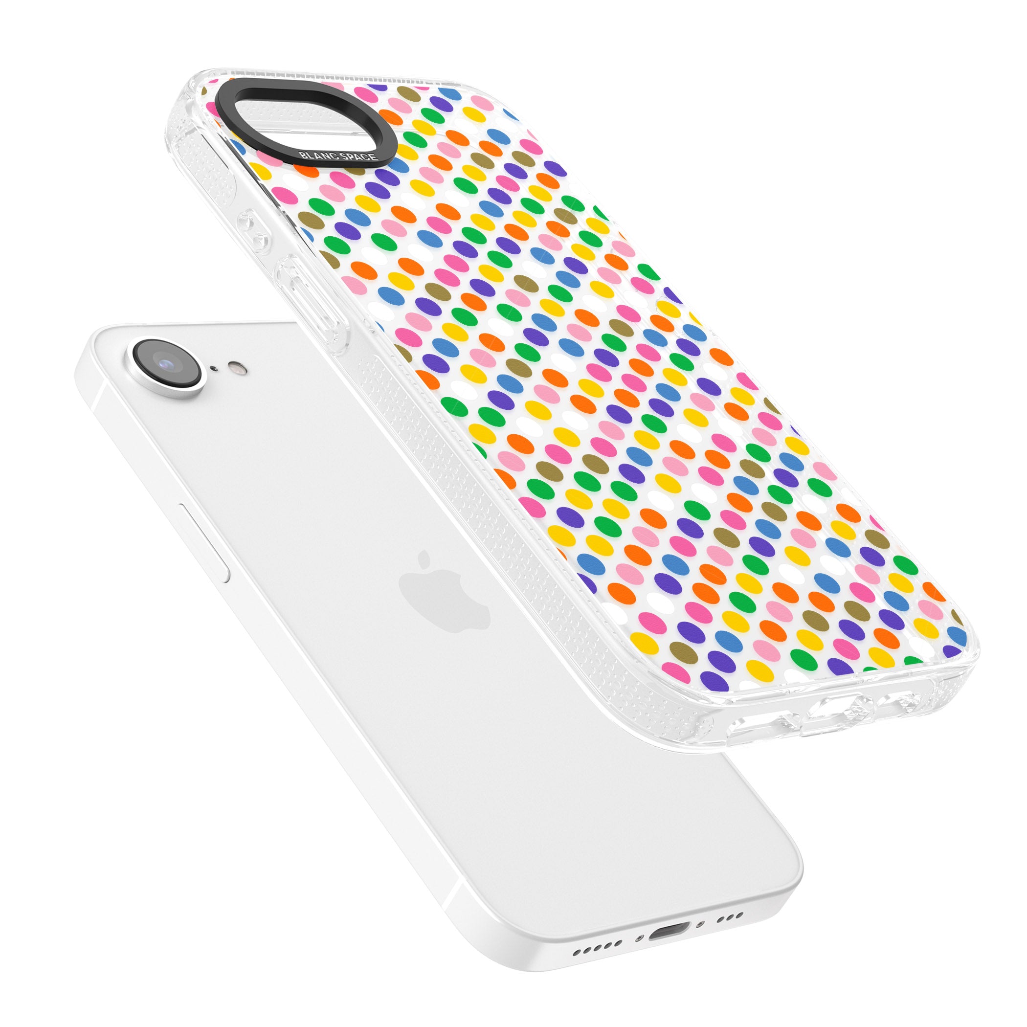 Multicolour Polka-dot Fiesta iPhone 16e Clear Case Impact Air - Blanc Space