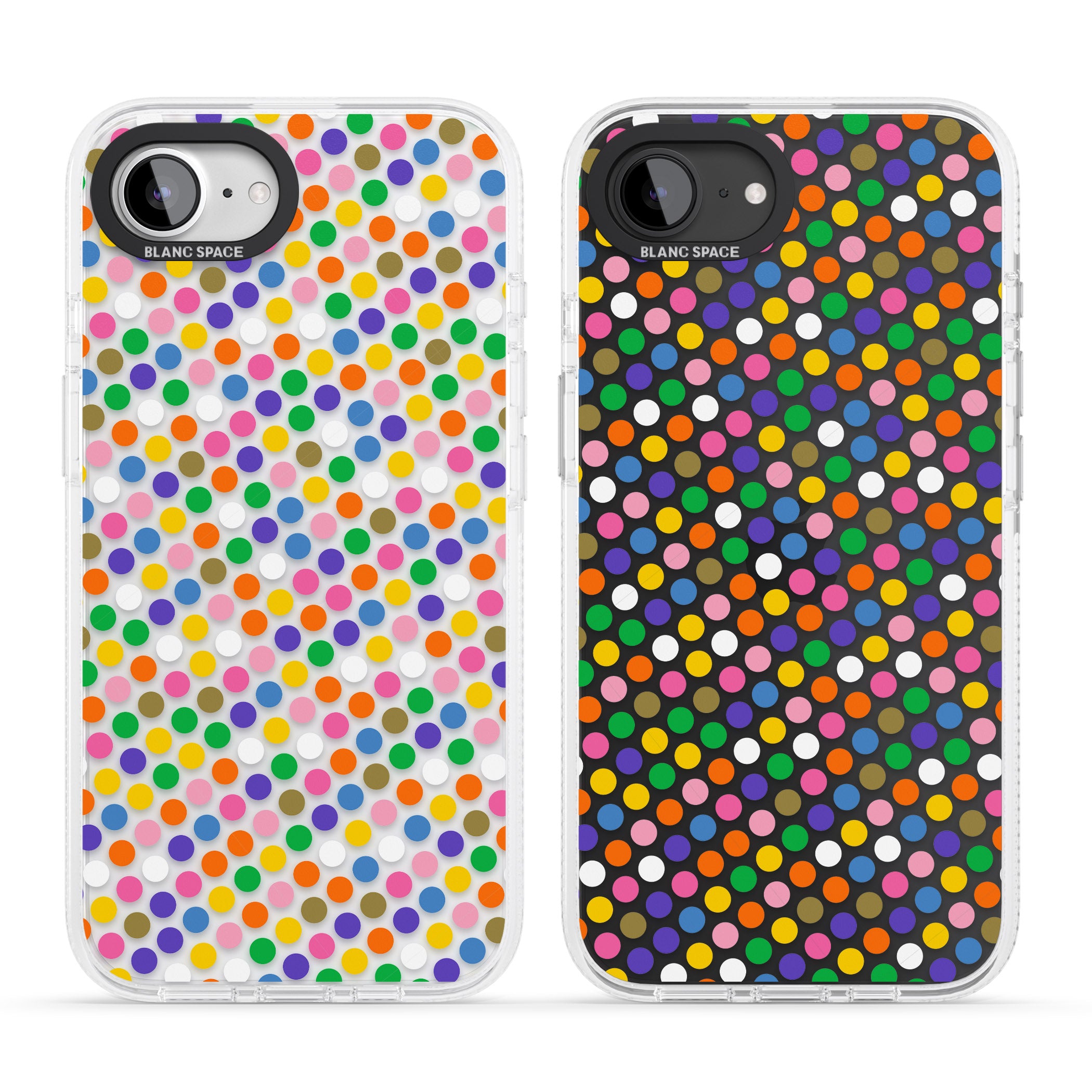 Multicolour Polka-dot Fiesta iPhone 16e Clear Case Impact Air - Blanc Space