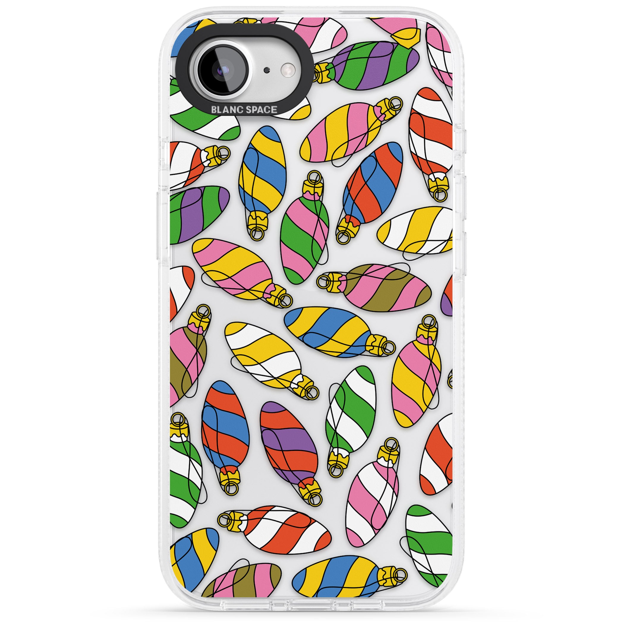 Colourful Holiday Ornaments iPhone 16e Clear Case Impact Air - Blanc Space