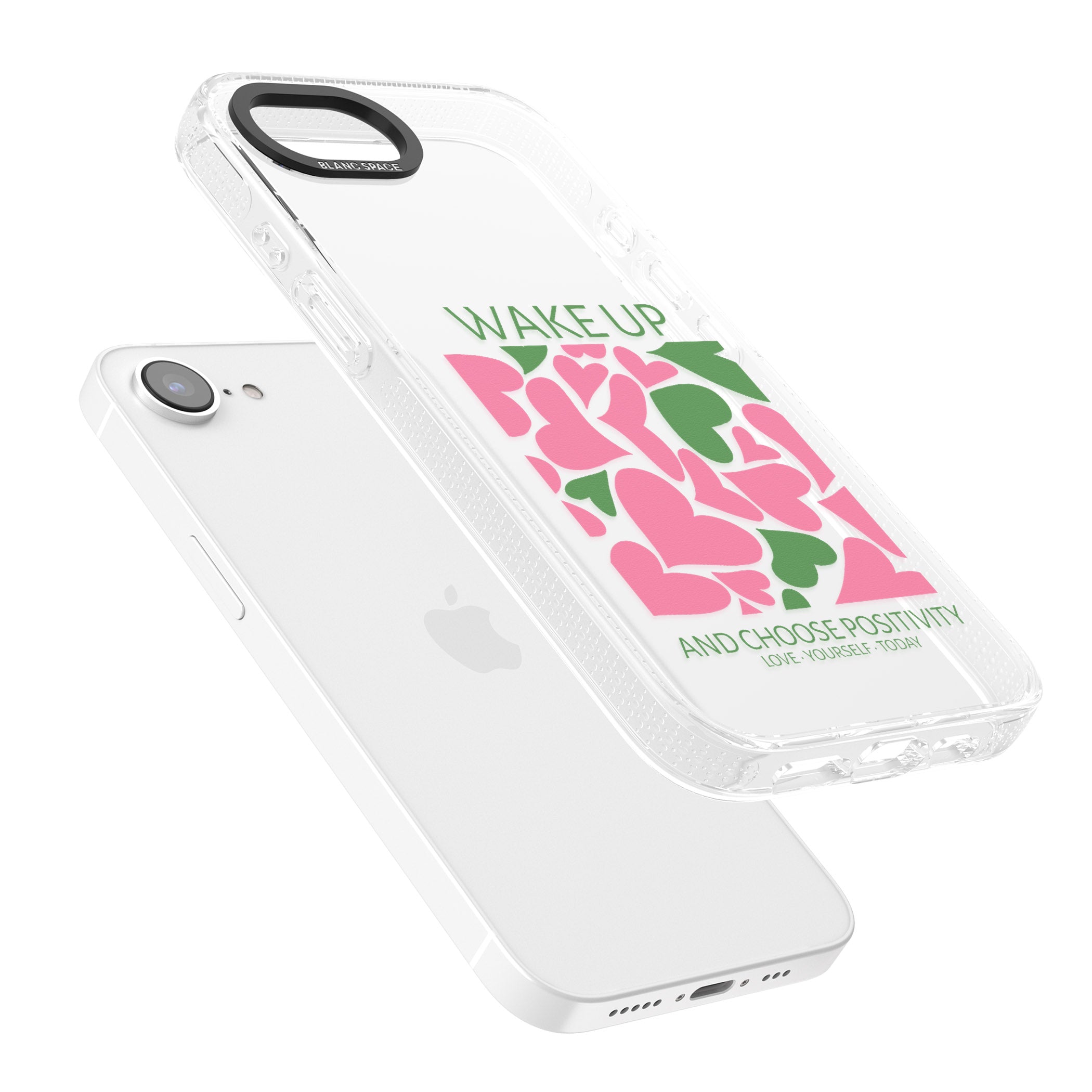 Wake Up And Choose Positivity iPhone 16e Clear Case Impact Air - Blanc Space