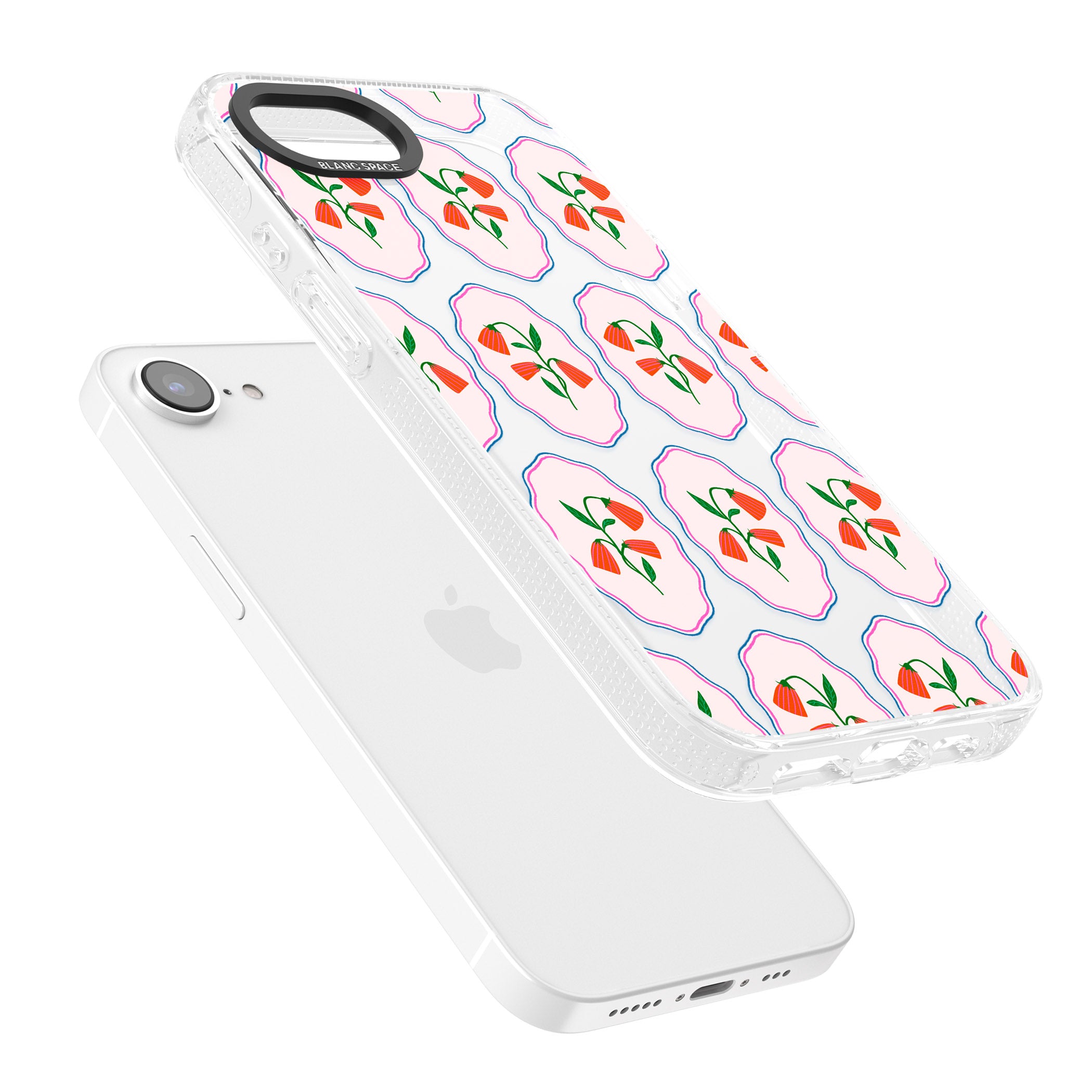 Rose Stamps iPhone 16e Clear Case Impact Air - Blanc Space