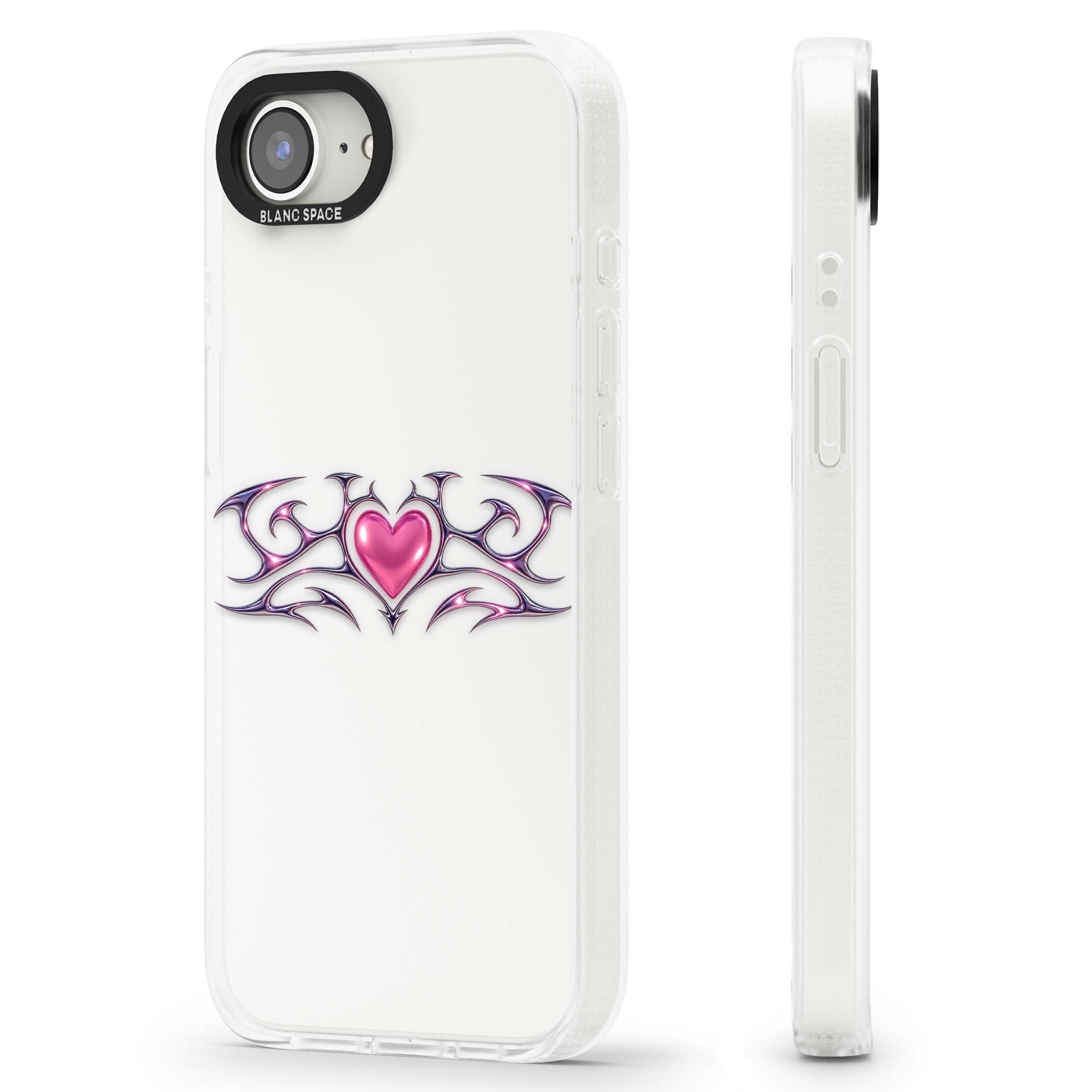 Pink Chrome Heart y2k iPhone case | Clear Case Impact Air case for iPhone 16e, iPhone 17e