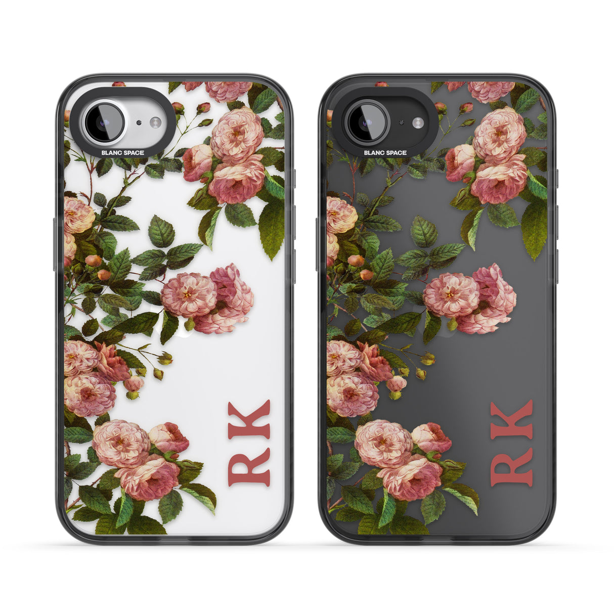 Personalised Clear Vintage Floral Pink Garden Roses