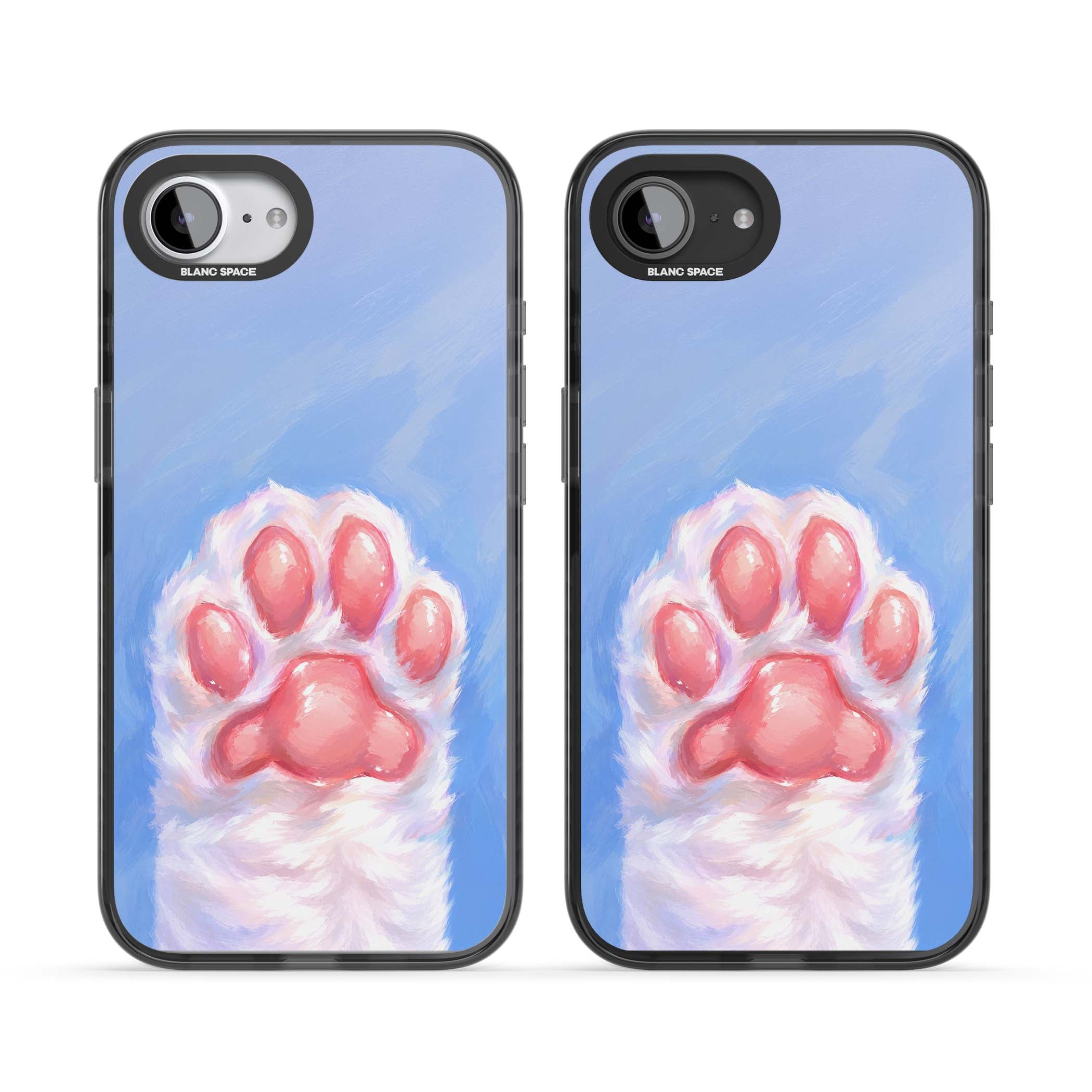 Soft White Paw cute iPhone case | Black Impact case for iPhone 16e, iPhone 17e