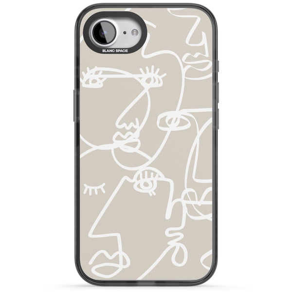 Abstract Line Art White Beige