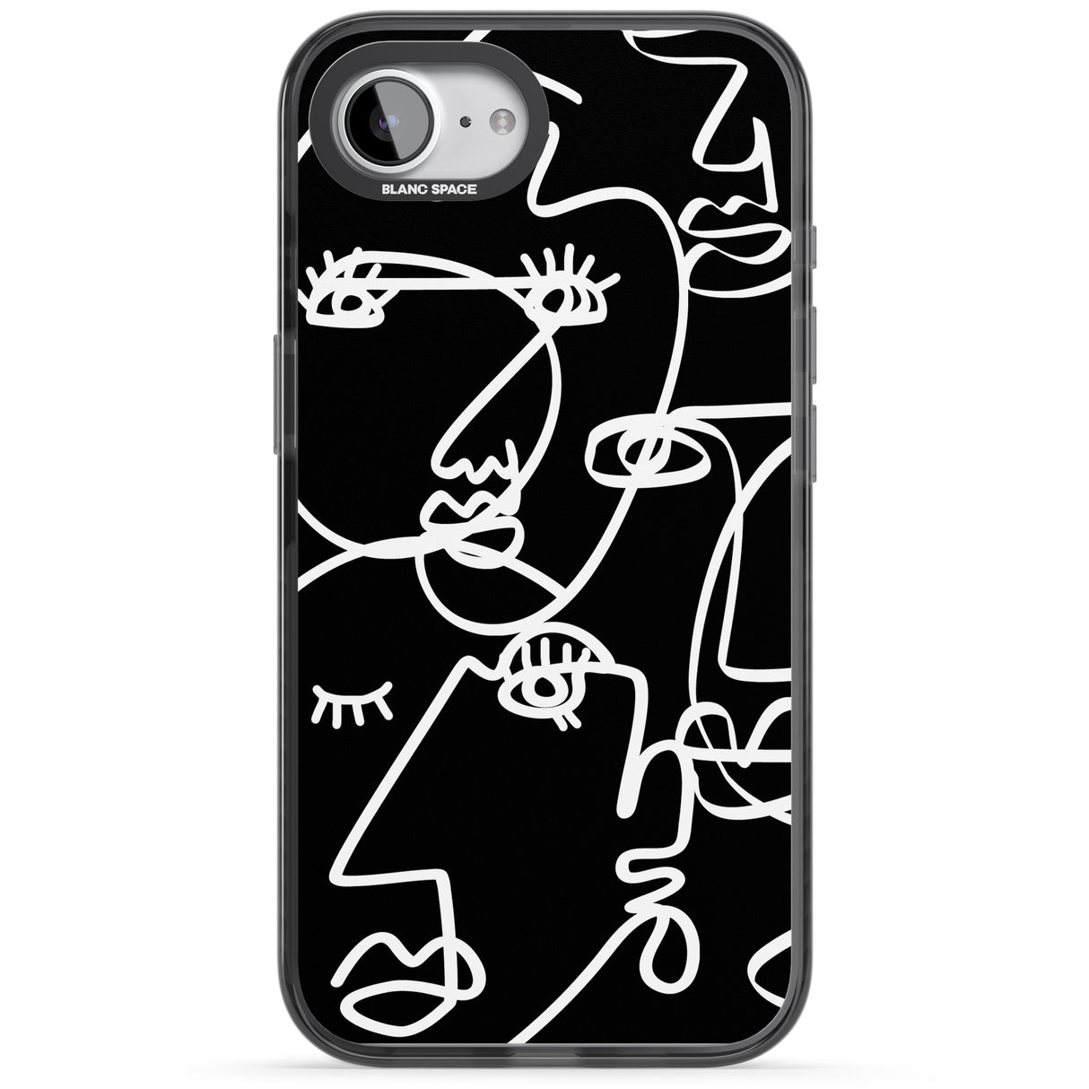 Abstract Continuous Line Faces White on Black