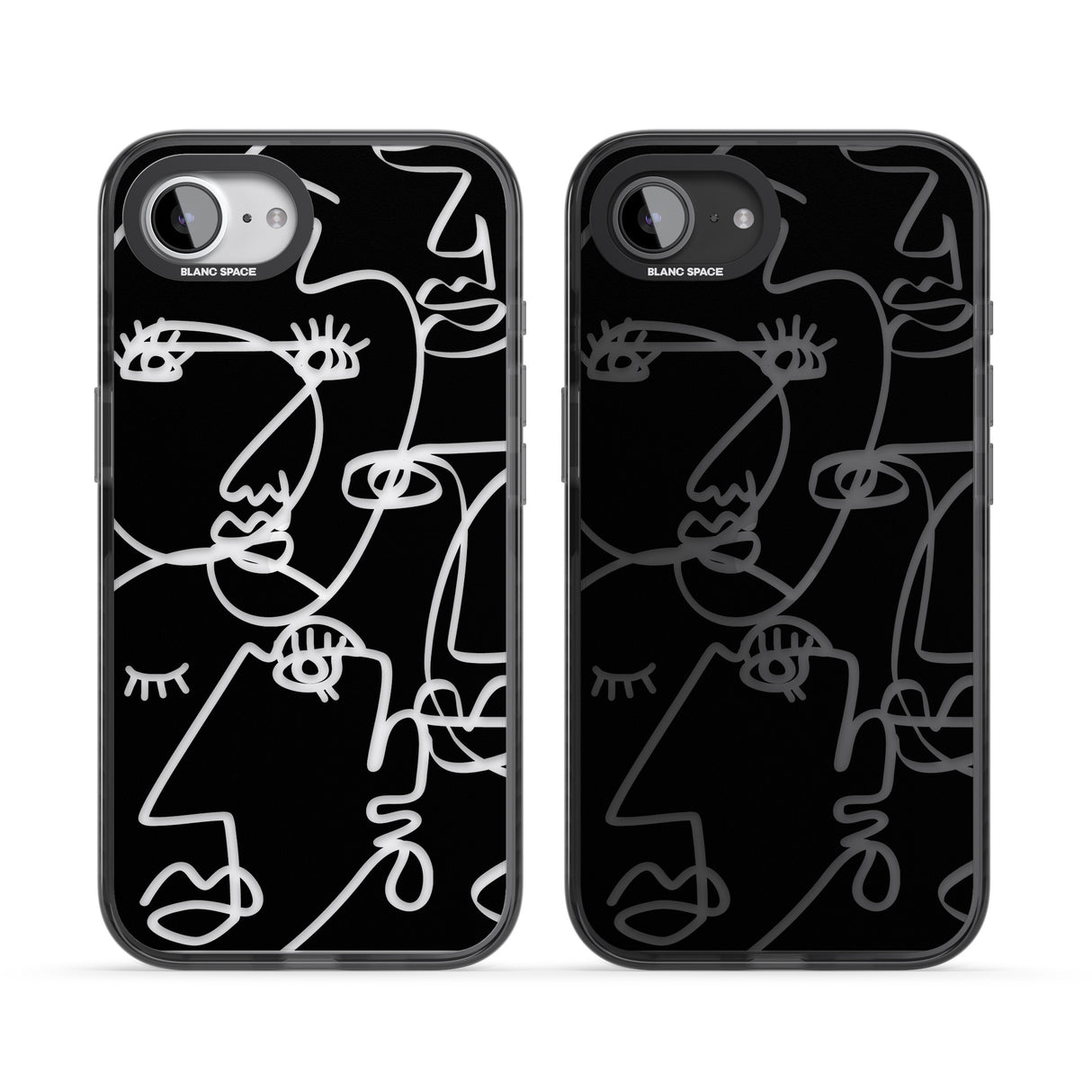 Abstract Continuous Line Faces Clear on Black