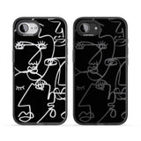 Abstract Continuous Line Faces Clear on Black