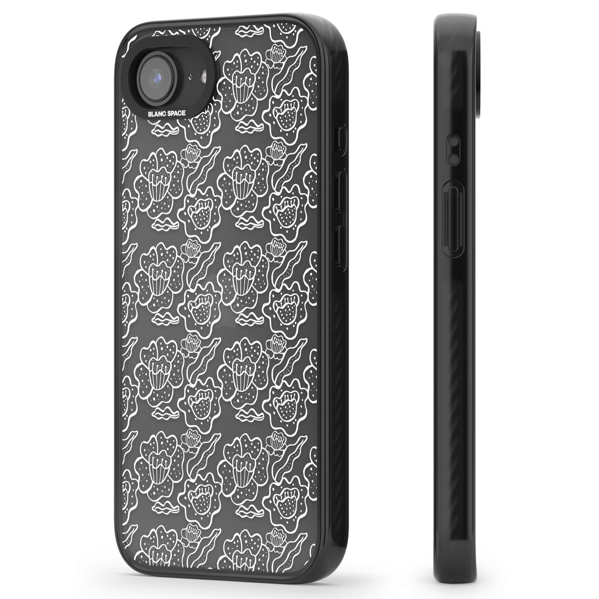 Funky Floral Patterns White on Clear