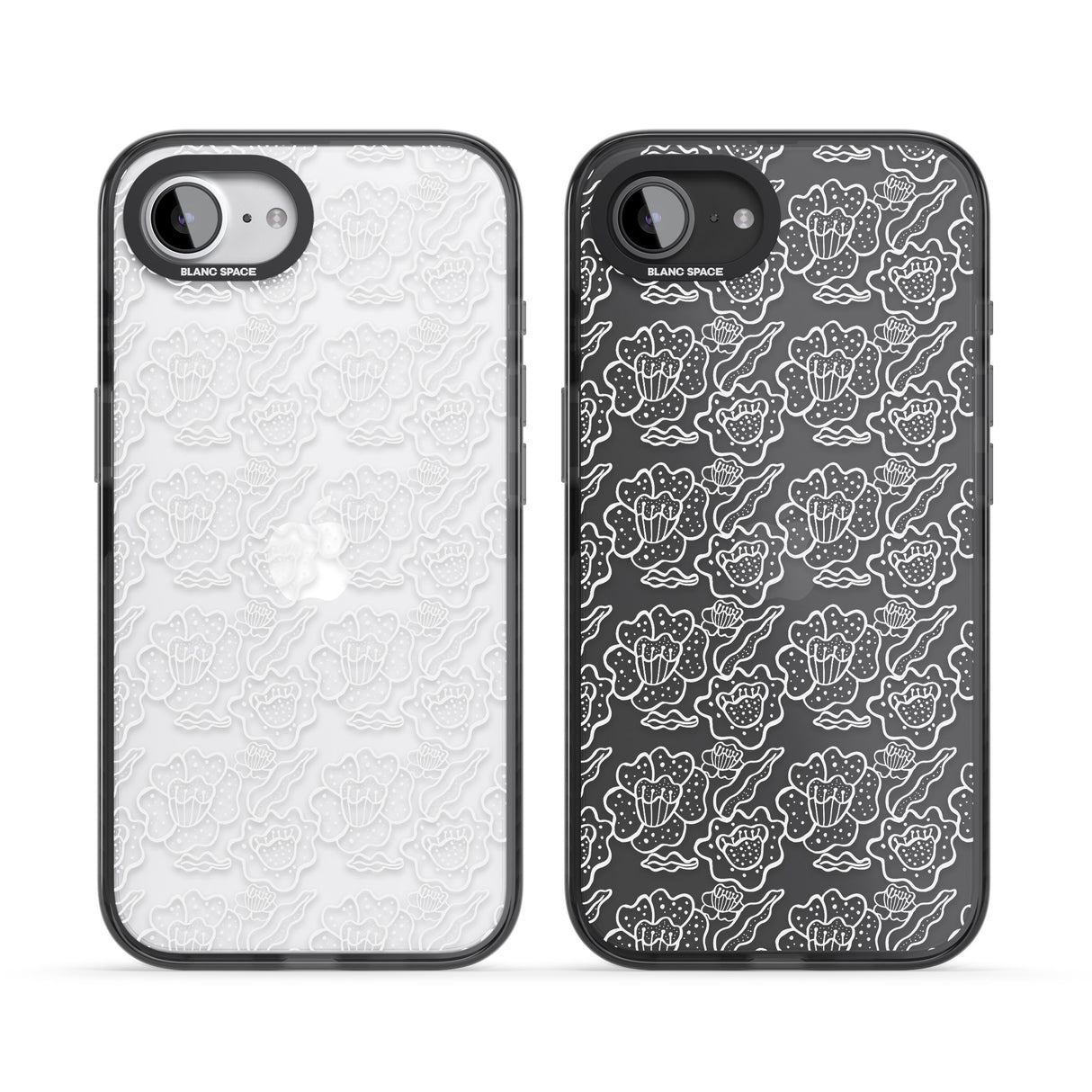 Funky Floral Patterns White on Clear