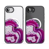 Violet & White Swirl Agate Crystal Clear Design