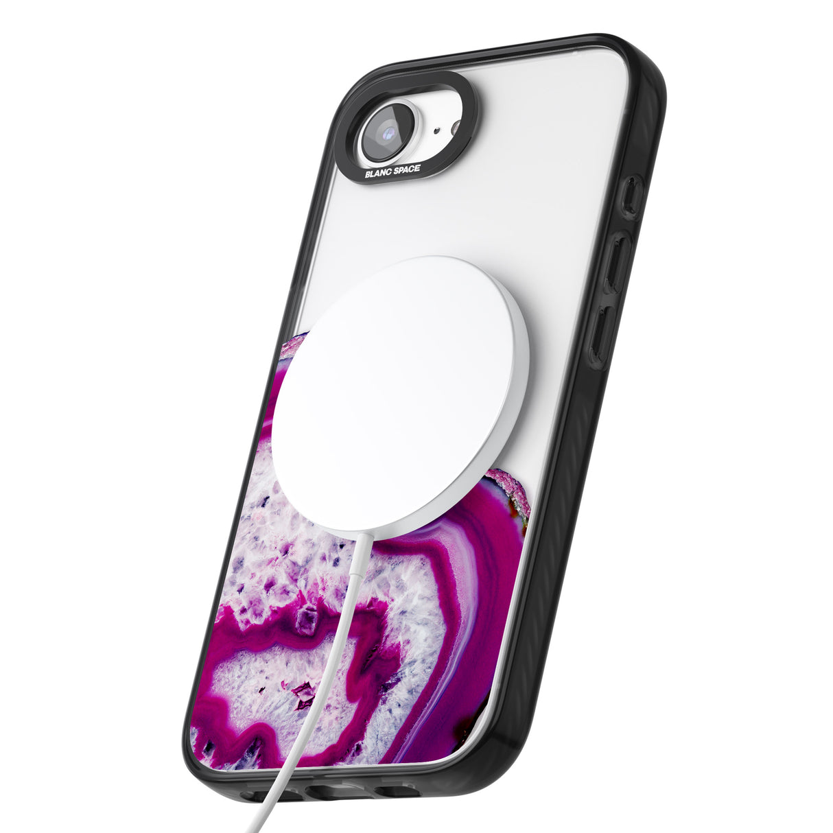 Violet & White Swirl Agate Crystal Clear Design