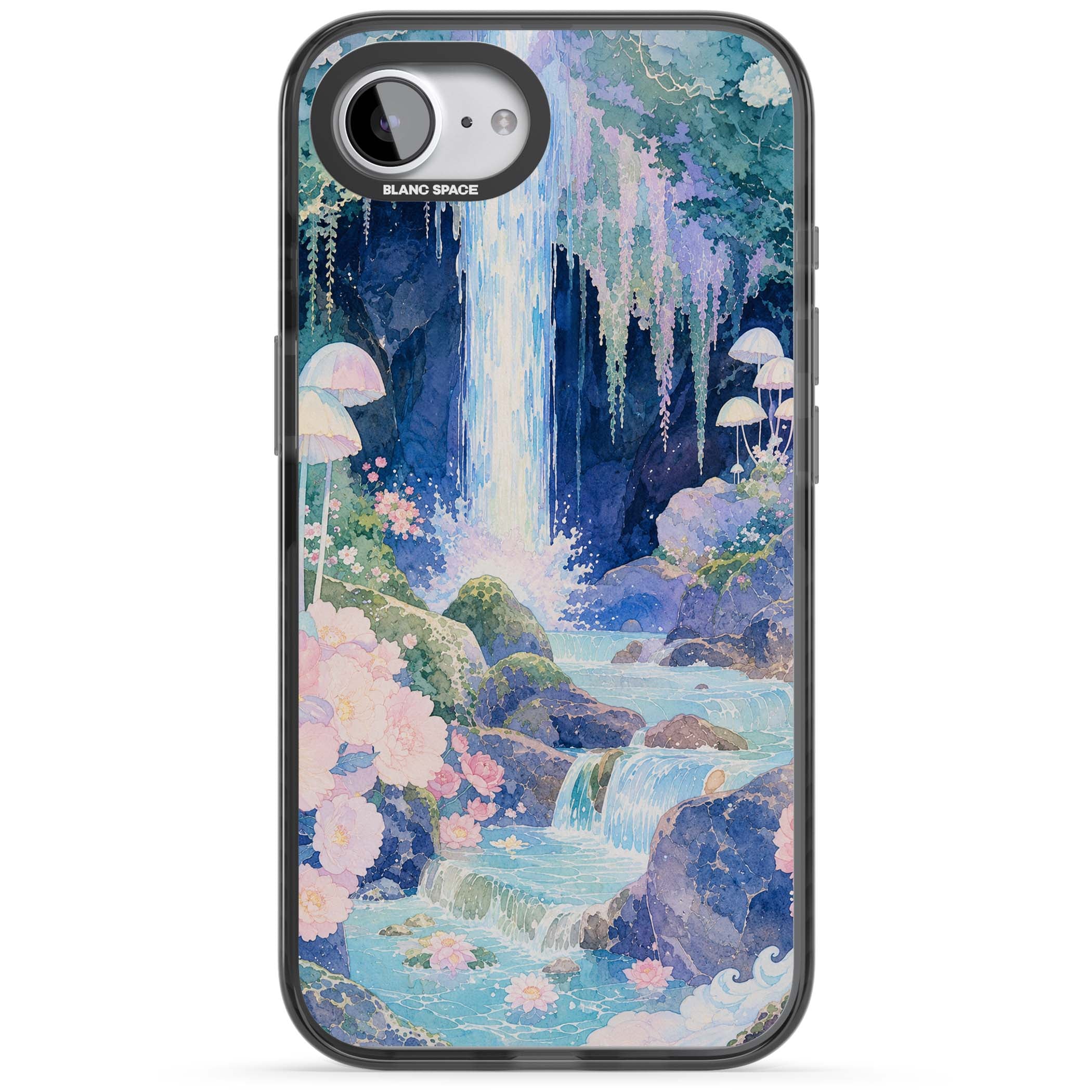 Mystic Waterfall art iPhone case | Black Impact Magsafe case for iPhone 16e, iPhone 17e