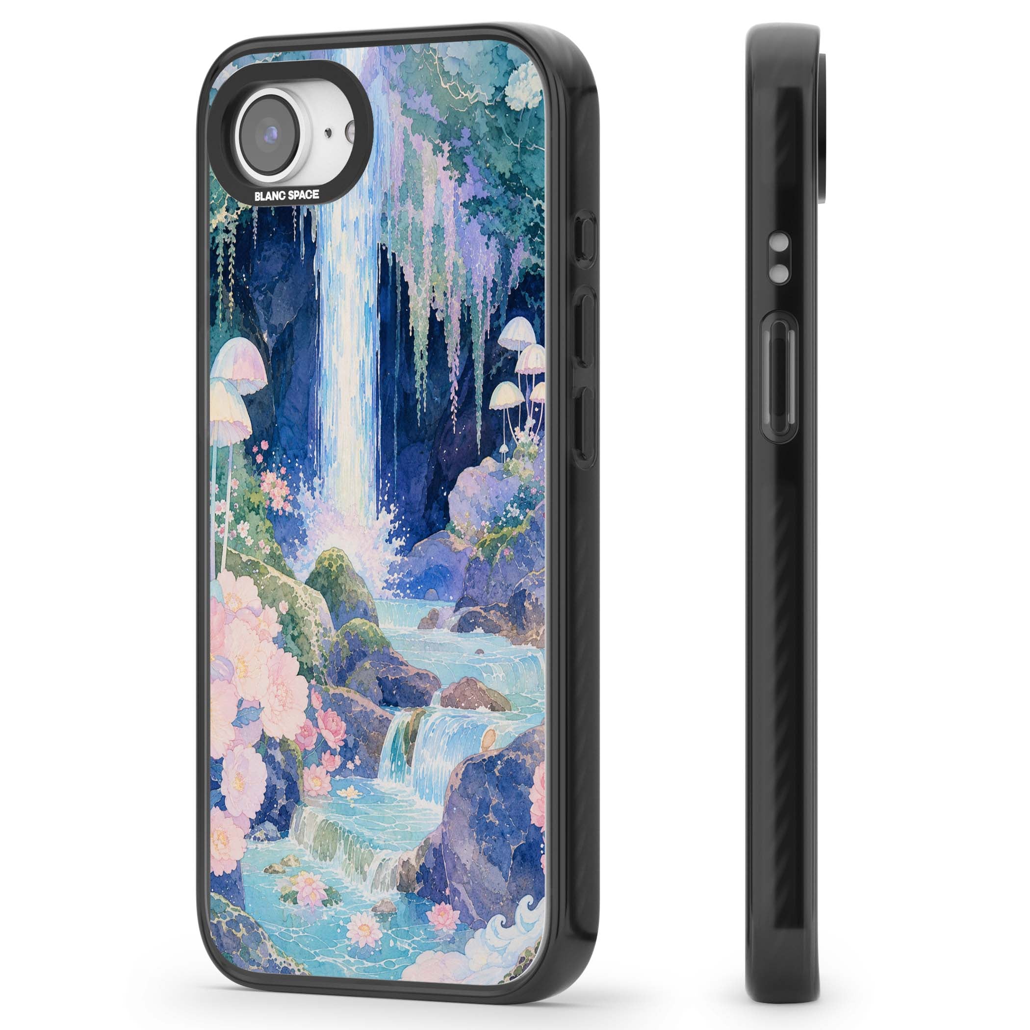 Mystic Waterfall art iPhone case | Black Impact Magsafe case for iPhone 16e, iPhone 17e