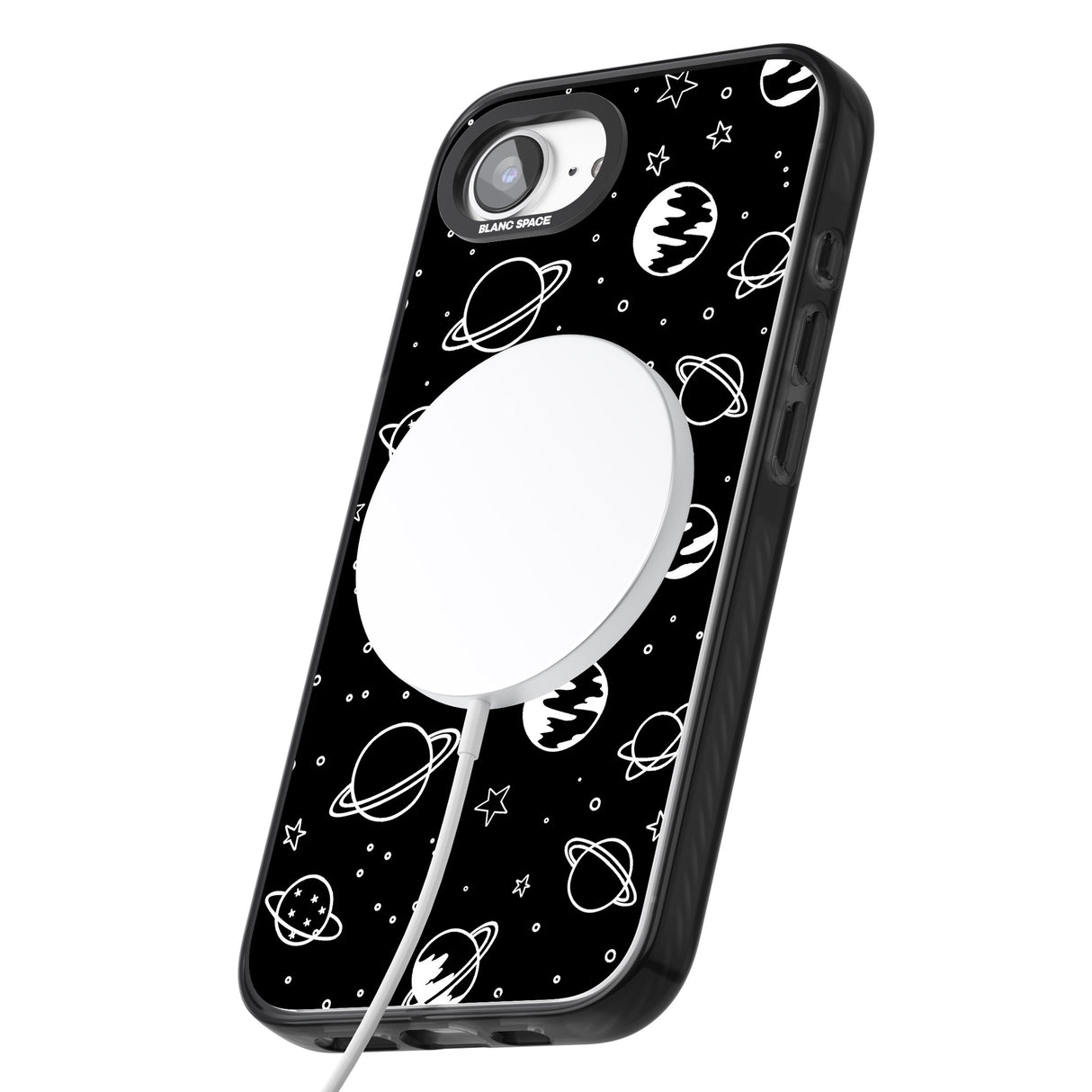 Cosmic Outer Space Design White on Black