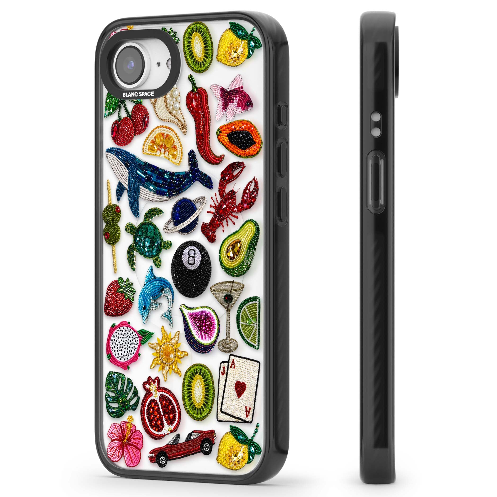 Beaded Mix cute iPhone case | Black Impact Magsafe case for iPhone 16e, iPhone 17e