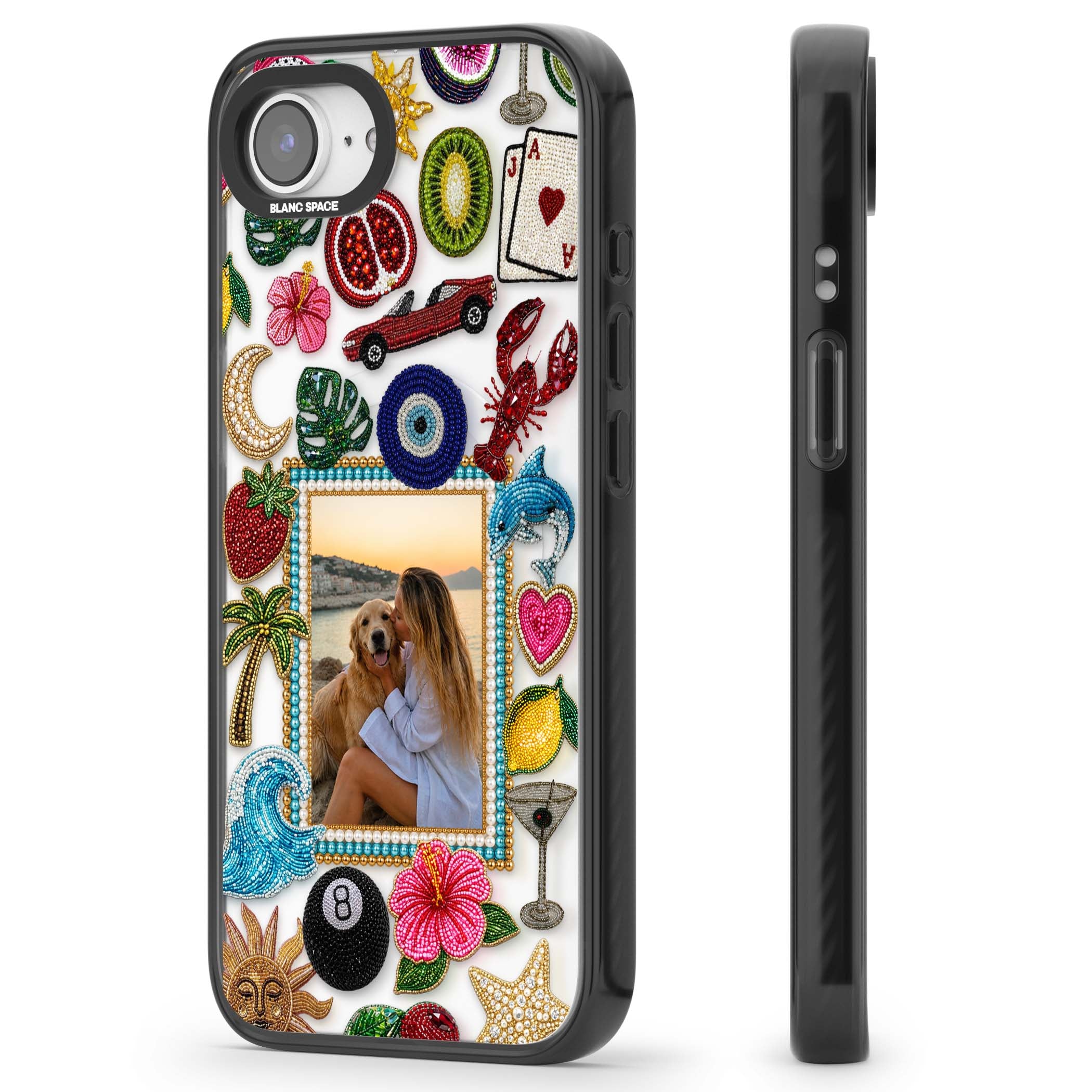 Beaded Photo coastal iPhone case | Black Impact Magsafe case for iPhone 16e, iPhone 17e
