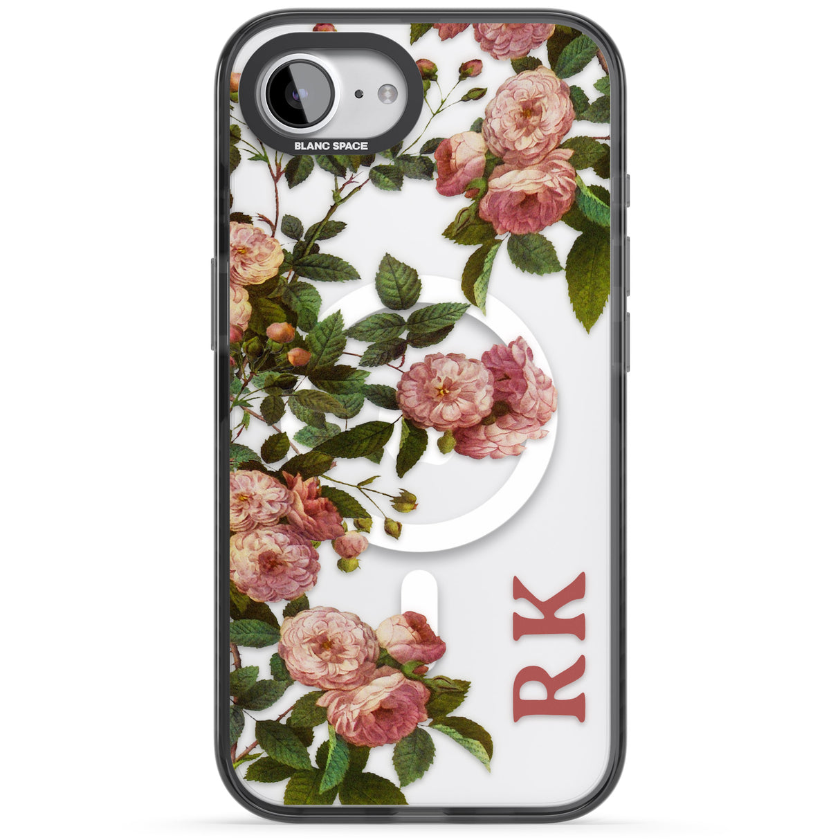 Personalised Clear Vintage Floral Pink Garden Roses
