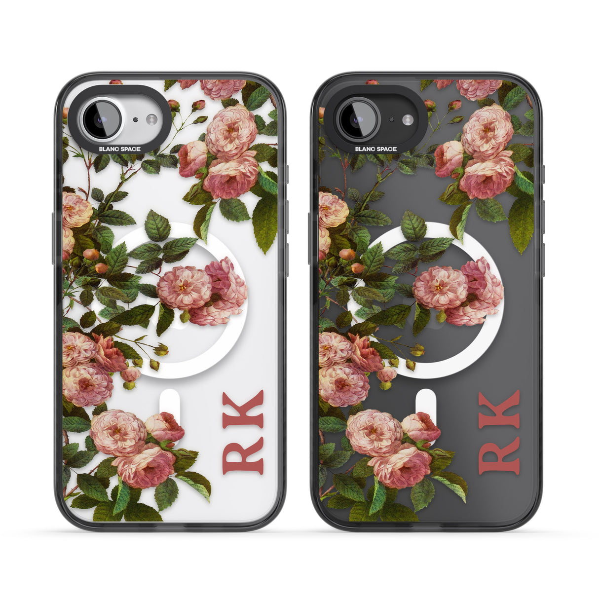 Personalised Clear Vintage Floral Pink Garden Roses