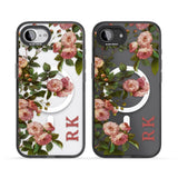 Personalised Clear Vintage Floral Pink Garden Roses