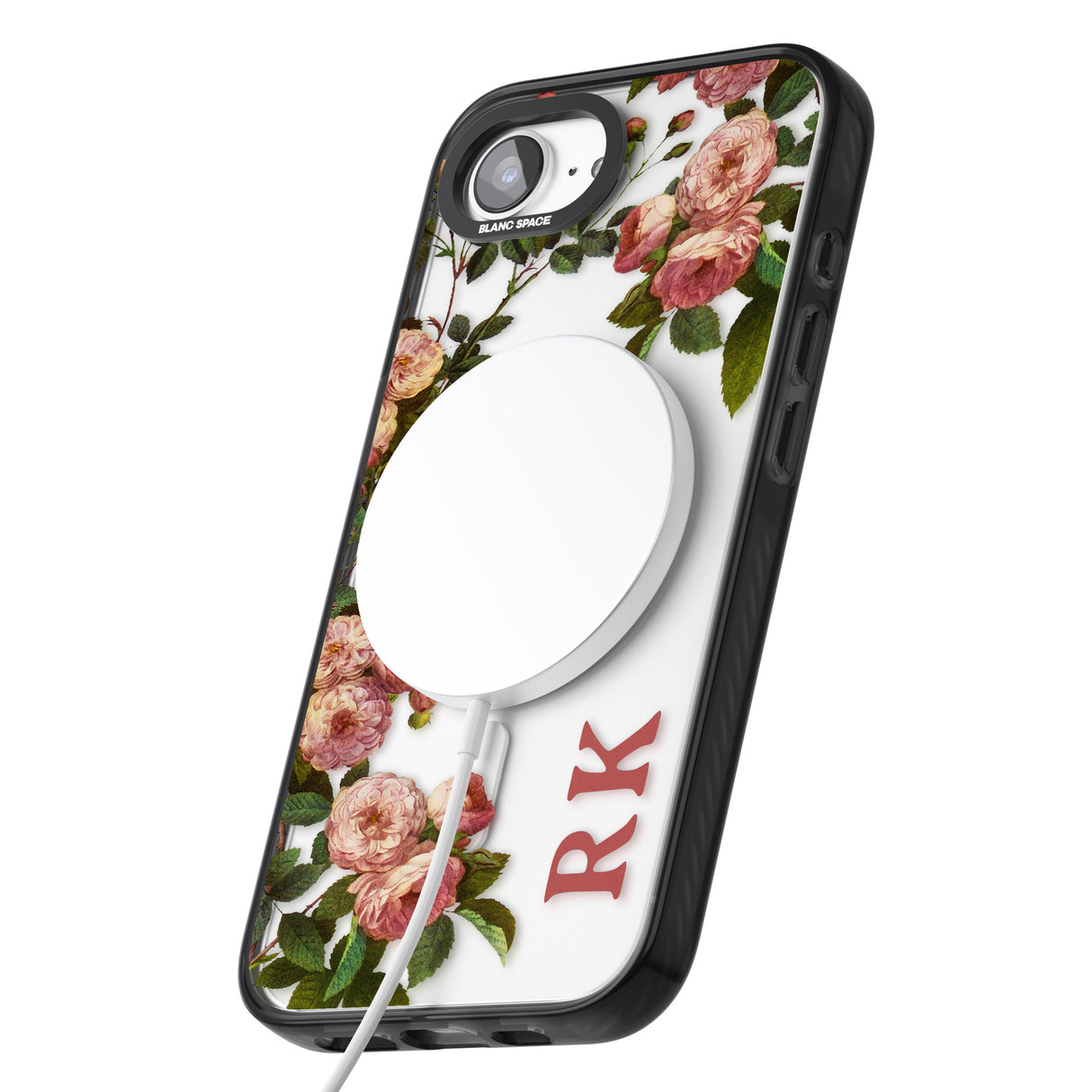 Personalised Clear Vintage Floral Pink Garden Roses