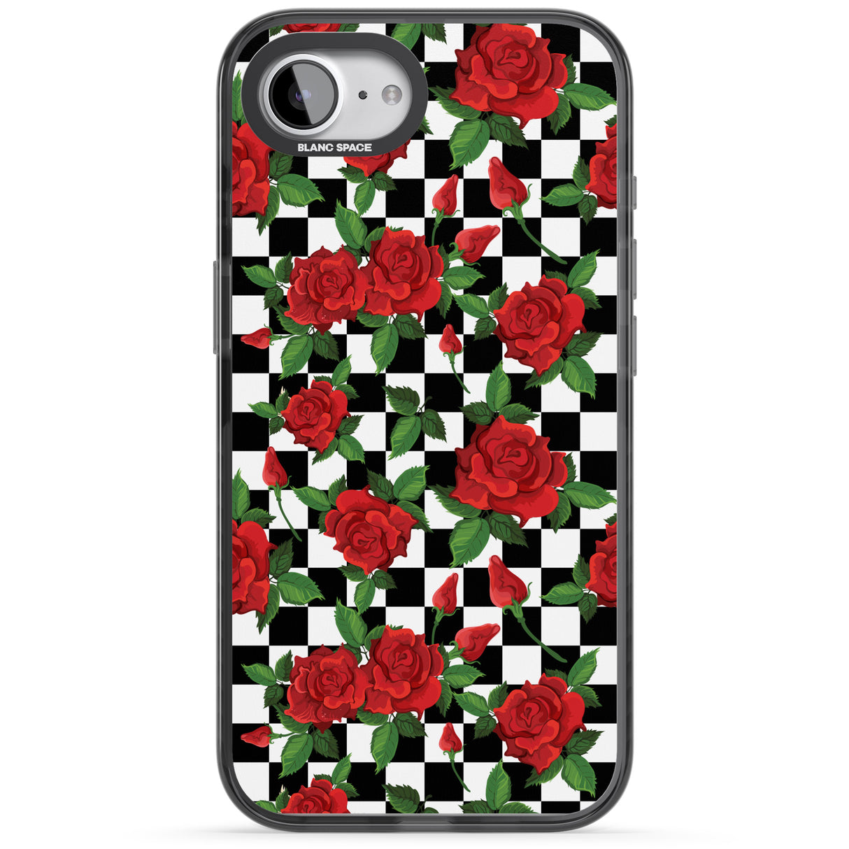 Checkered Pattern & Red Roses